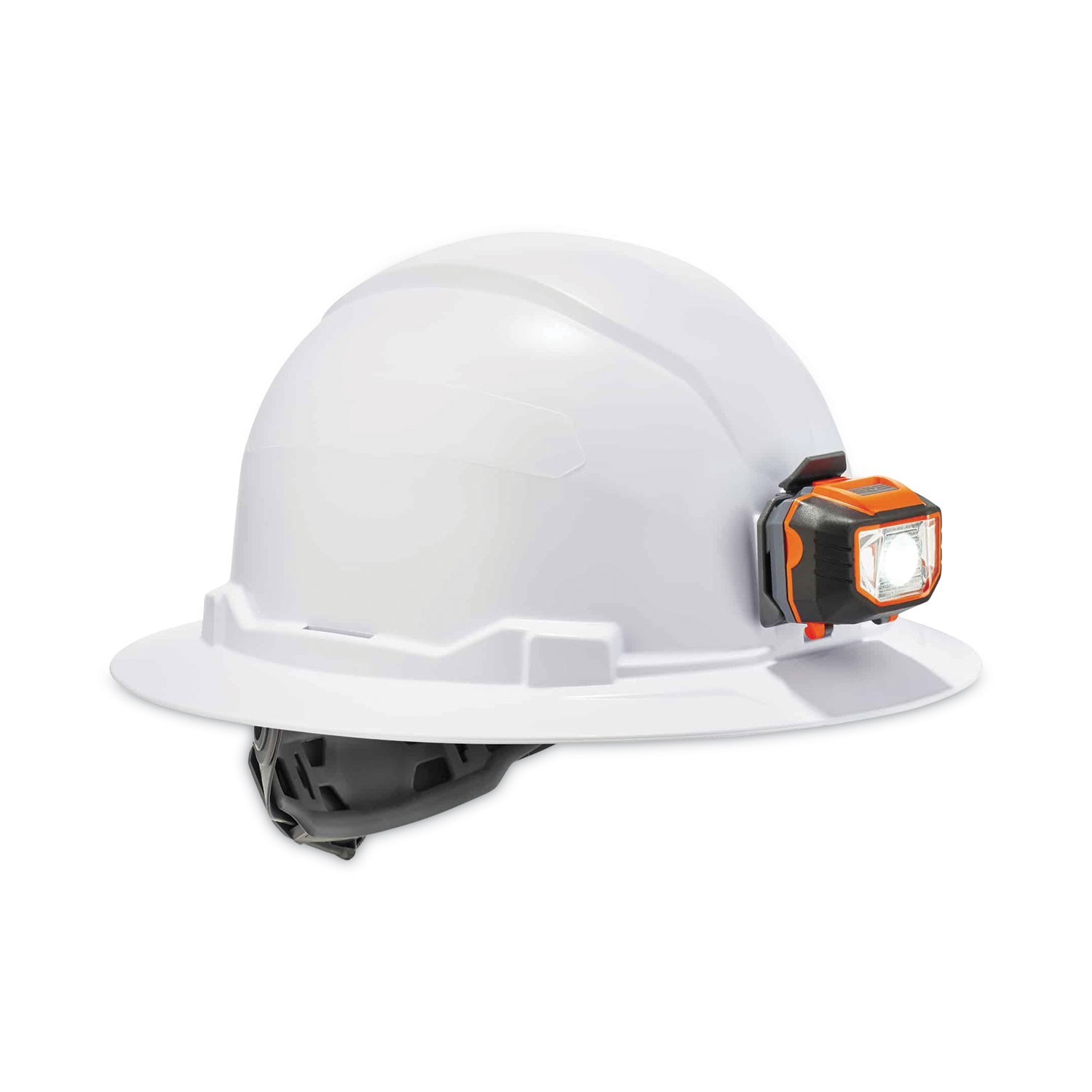 Skullerz 8971LED Class E Hard Hat Full Brim with LED Light, White