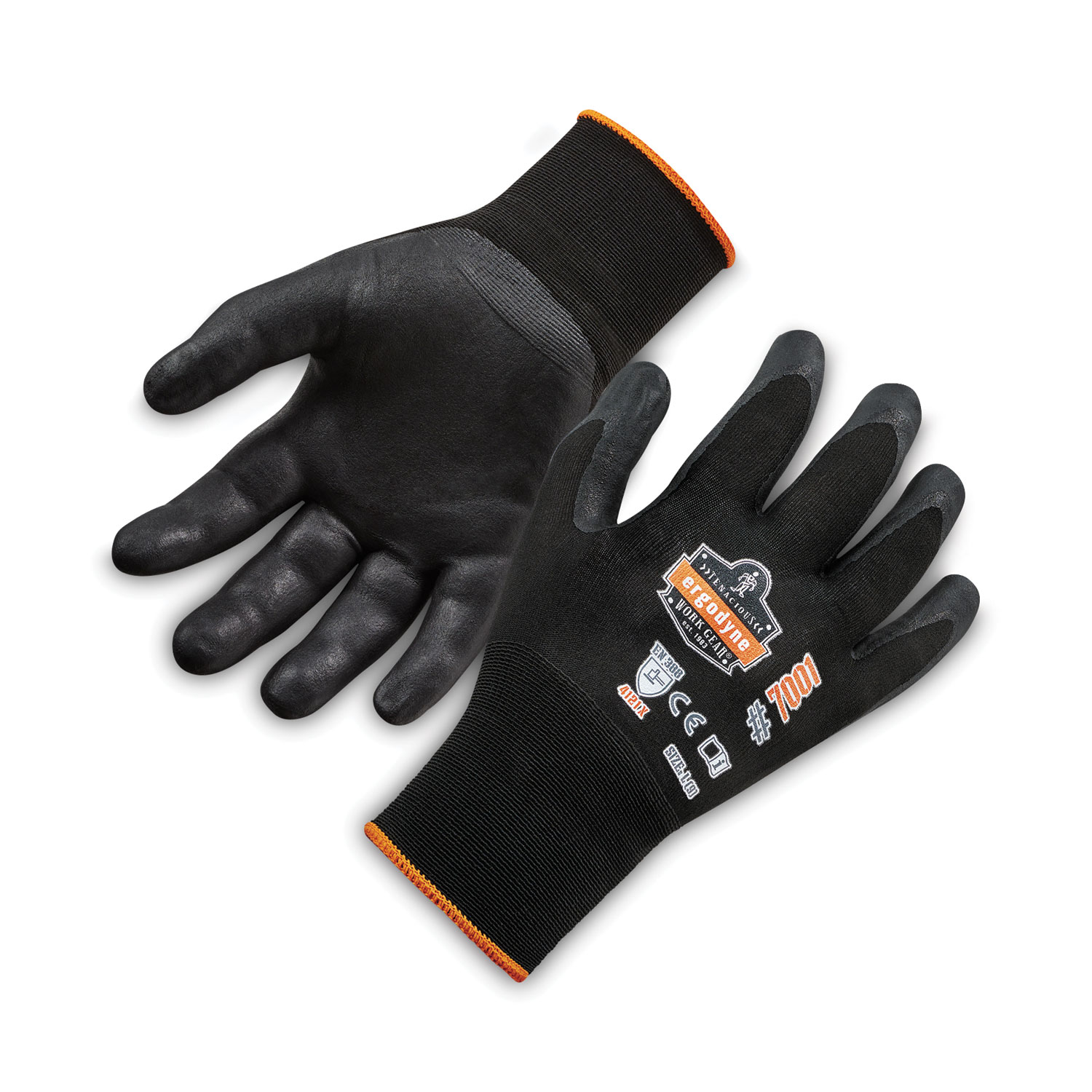 ProFlex 7001 Nitrile-Coated Gloves, Black, Large, 144 Pairs/Pack