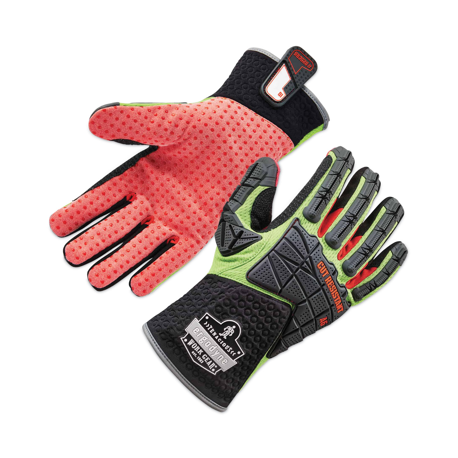 ProFlex 925CR6 Performance Dorsal Impact-Reducing Cut Resistance Gloves, Black/Lime, 2XL, Pair