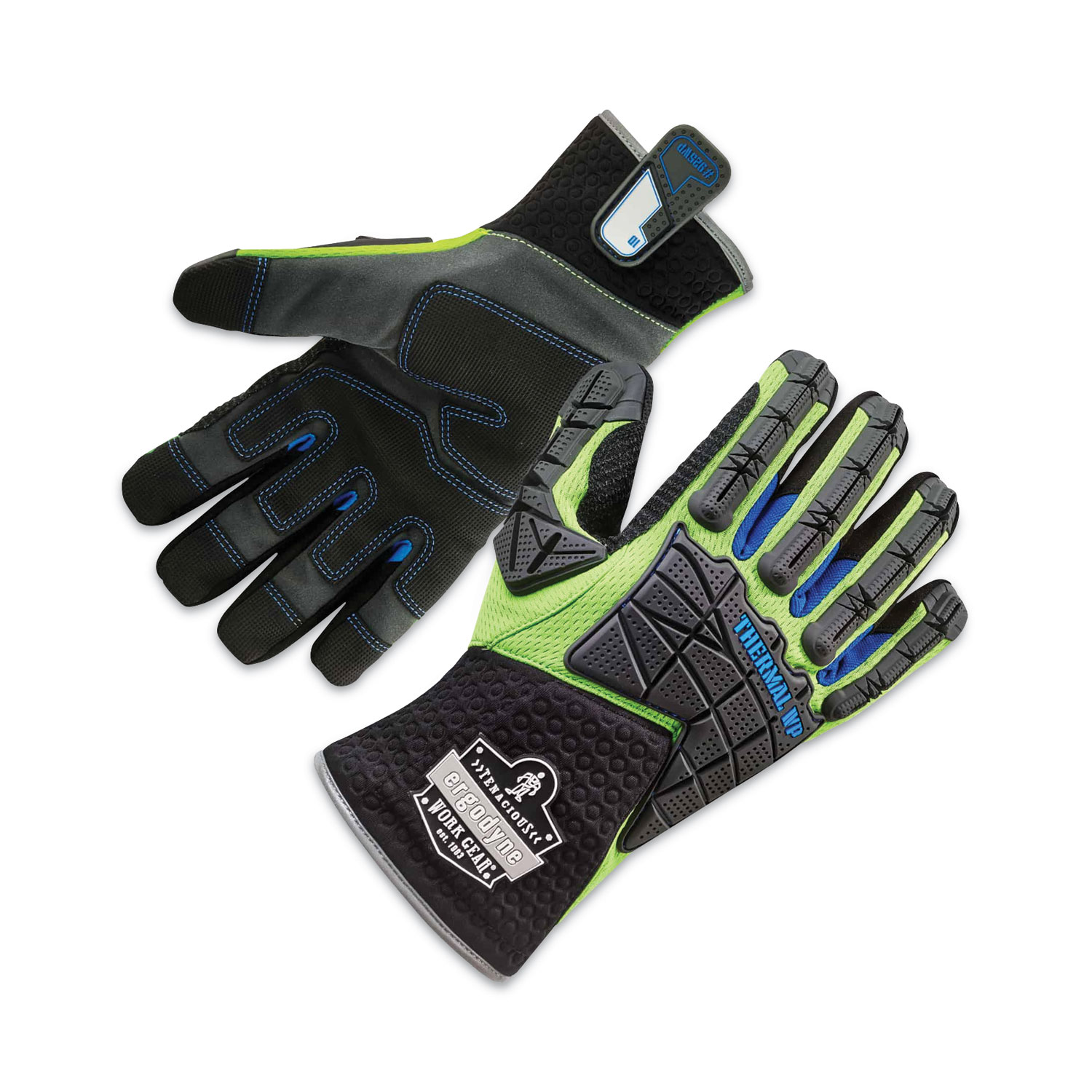 ProFlex 925WP Performance Dorsal Impact-Reducing Thermal Waterproof Gloves, Black/Lime, X-Large, Pair