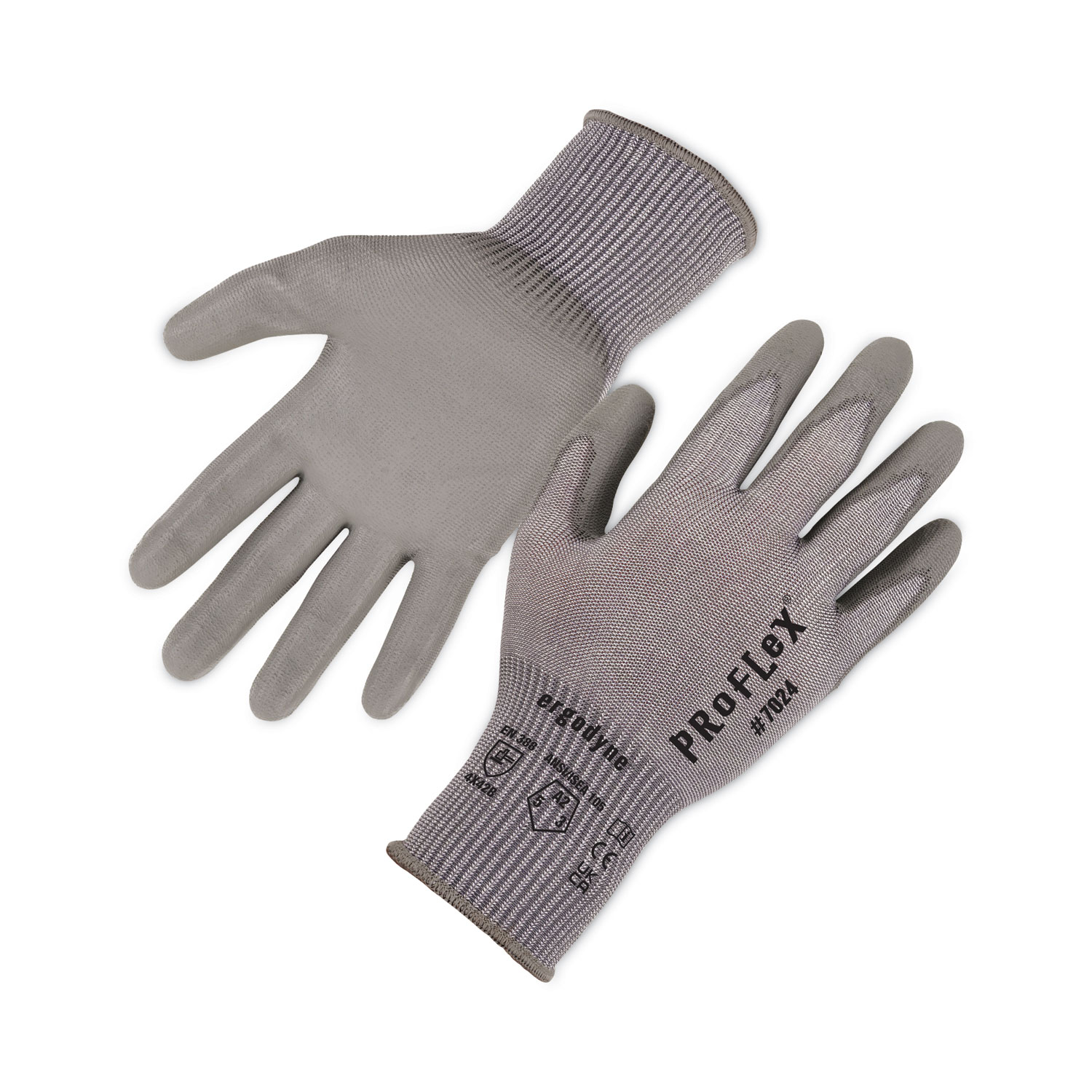 ProFlex 7024 ANSI A2 PU Coated CR Gloves, Gray, Large, 12 Pairs/Pack