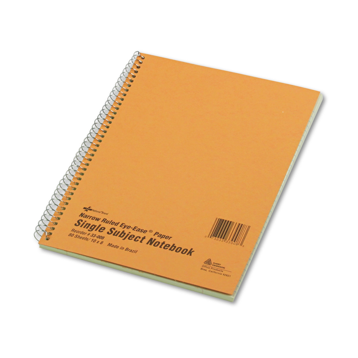  National 33008 Single-Subject Wirebound Notebooks, 1 Subject, Narrow Rule, Brown Cover, 10 x 8, 80 Sheets (RED33008) 