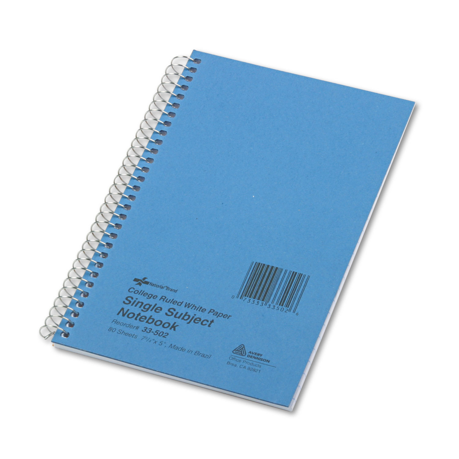  National 33502 Single-Subject Wirebound Notebooks, 1 Subject, Medium/College Rule, Blue Cover, 7.75 x 5, 80 Sheets (RED33502) 