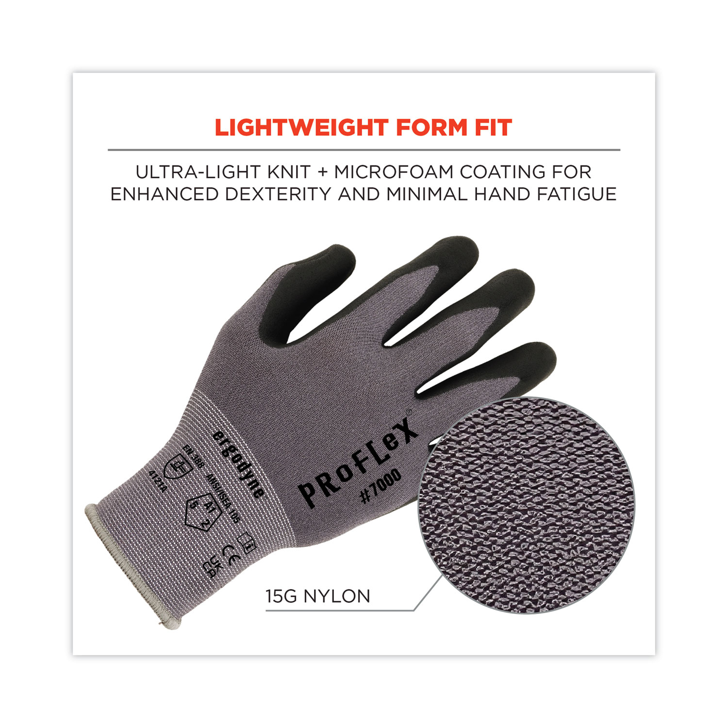 ProFlex 7000 Nitrile Coated Gloves Microfoam Palm Gray Medium Pair Louisiana Association for the Blind