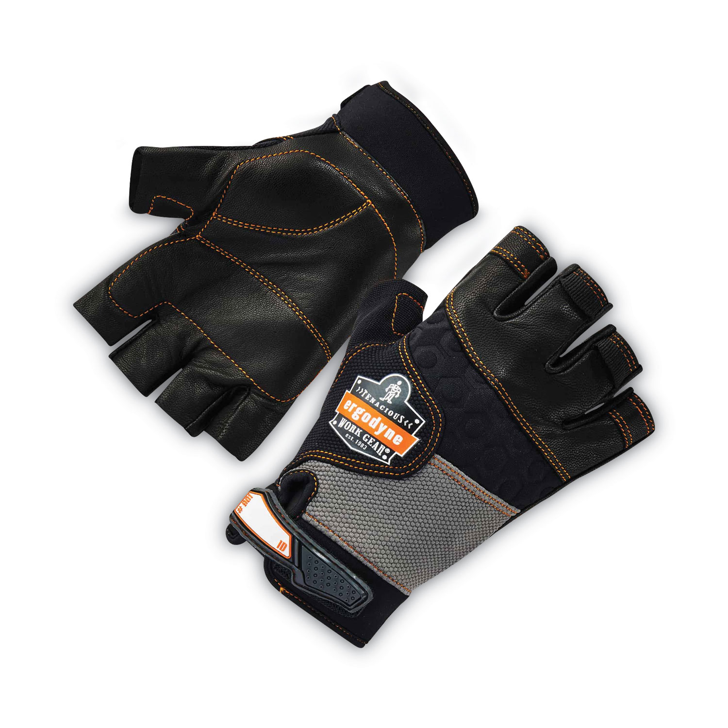 ProFlex 901 Half-Finger Leather Impact Gloves, Black, X-Large, Pair