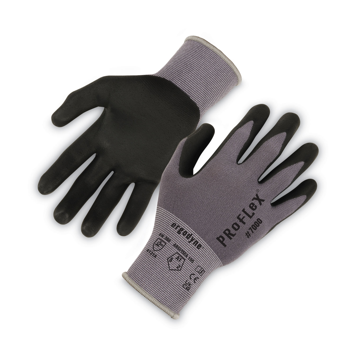 ergodyne® ProFlex 7000 Nitrile-Coated Gloves Microfoam Palm, Gray, X-Large, Pair