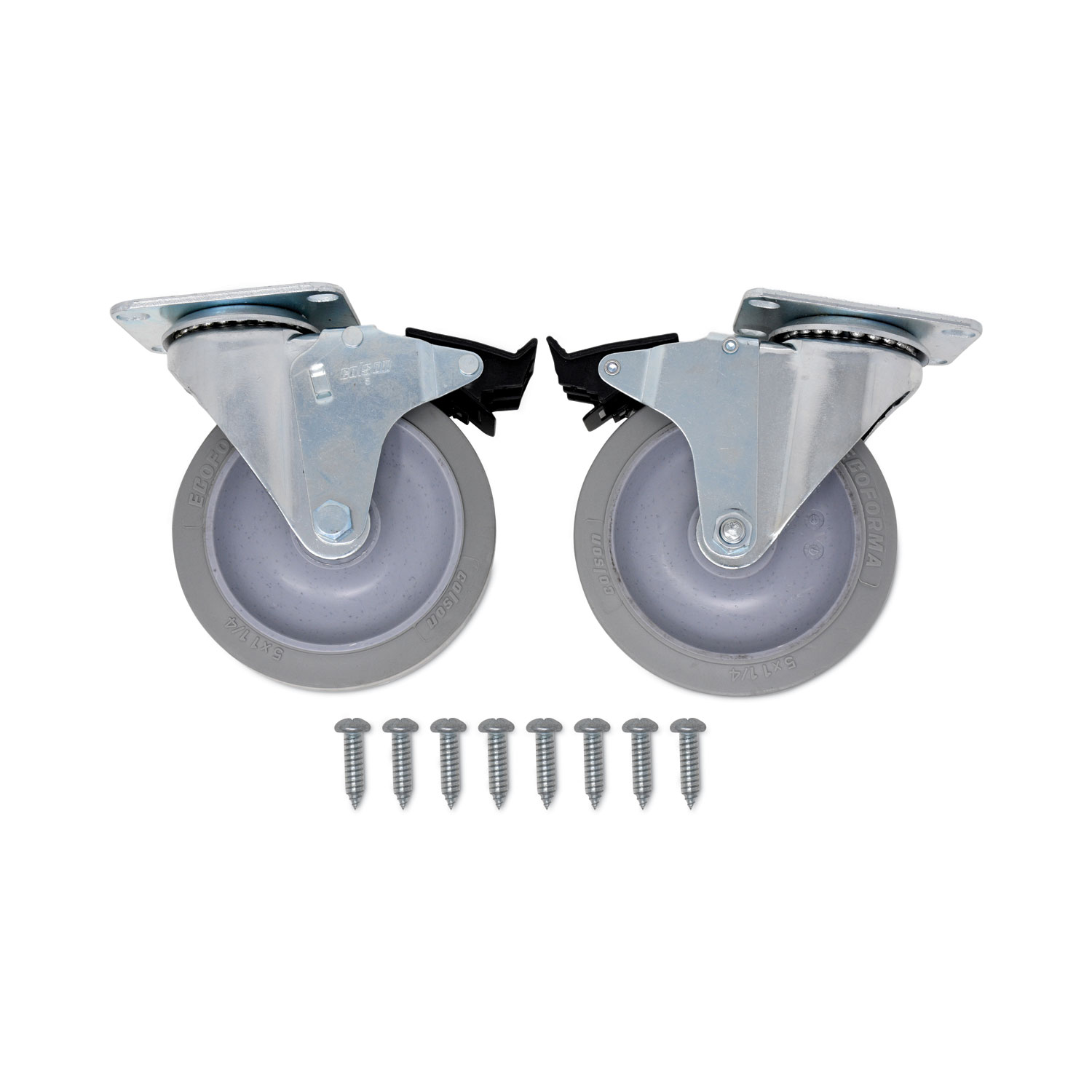 Caster Kit for Mega BRUTE Mobile Collector, Swivel Mount Plate, 5" Wheel, Black, 2/Set