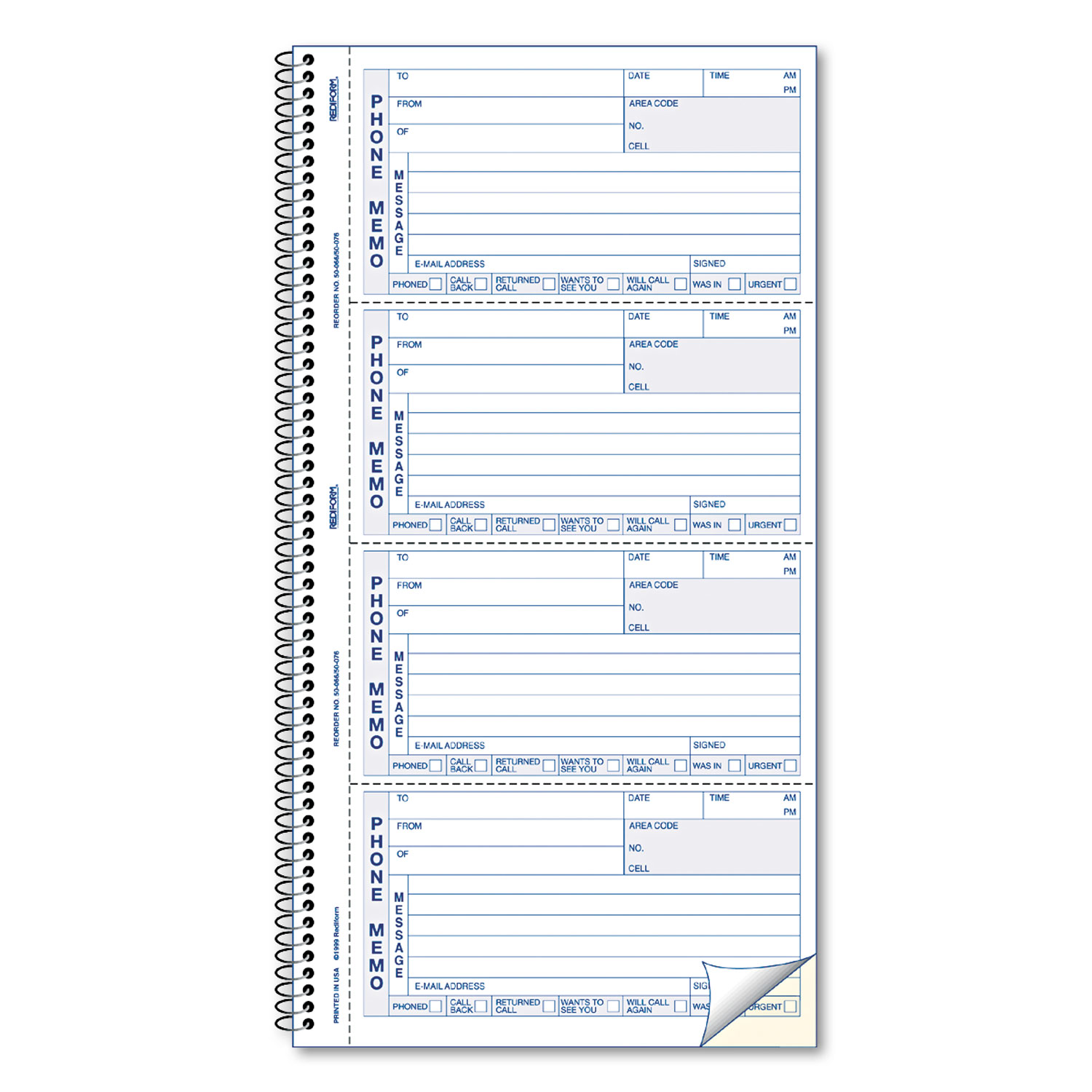  Rediform 50076 Telephone Message Book, 5 x 2 3/4, Two-Part Carbonless, 400 Sets (RED50076) 