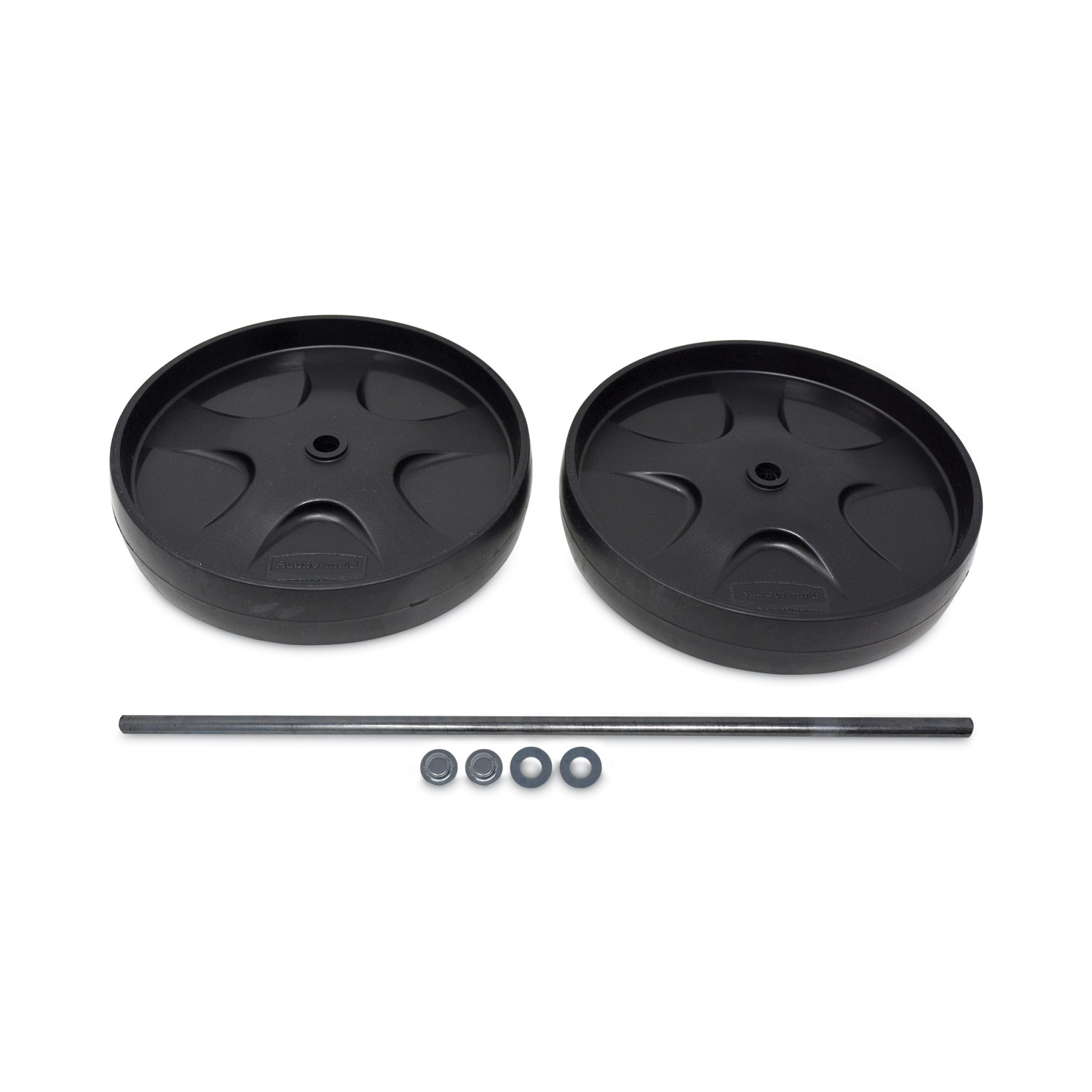 Wheel and Axle Kit for Janitorial Cleaning Cart, 8" Wheel, Black/Gray/Silver, 2/Set