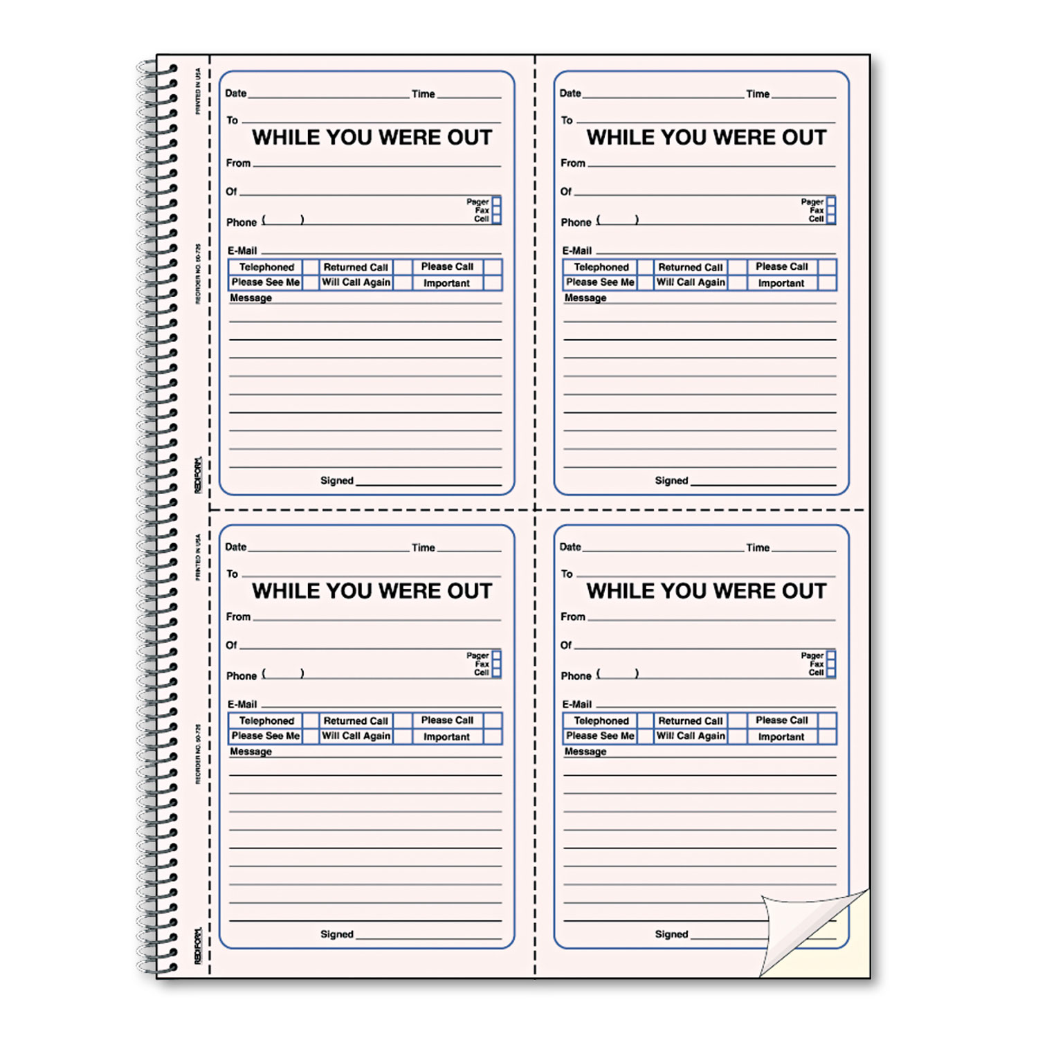  Rediform 50726 Wirebound Message Book, 4 x 5 1/2, Two-Part, 200 Forms, 120 Alert Labels (RED50726) 