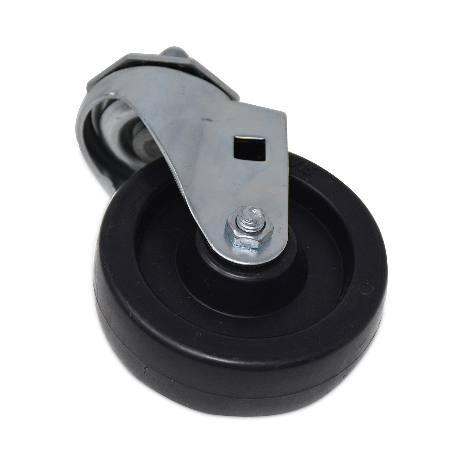 Replacement Bayonet-Stem Swivel Casters, Threaded Stem (0.5" x 1"), 4" Hard Rubber Wheel, Black