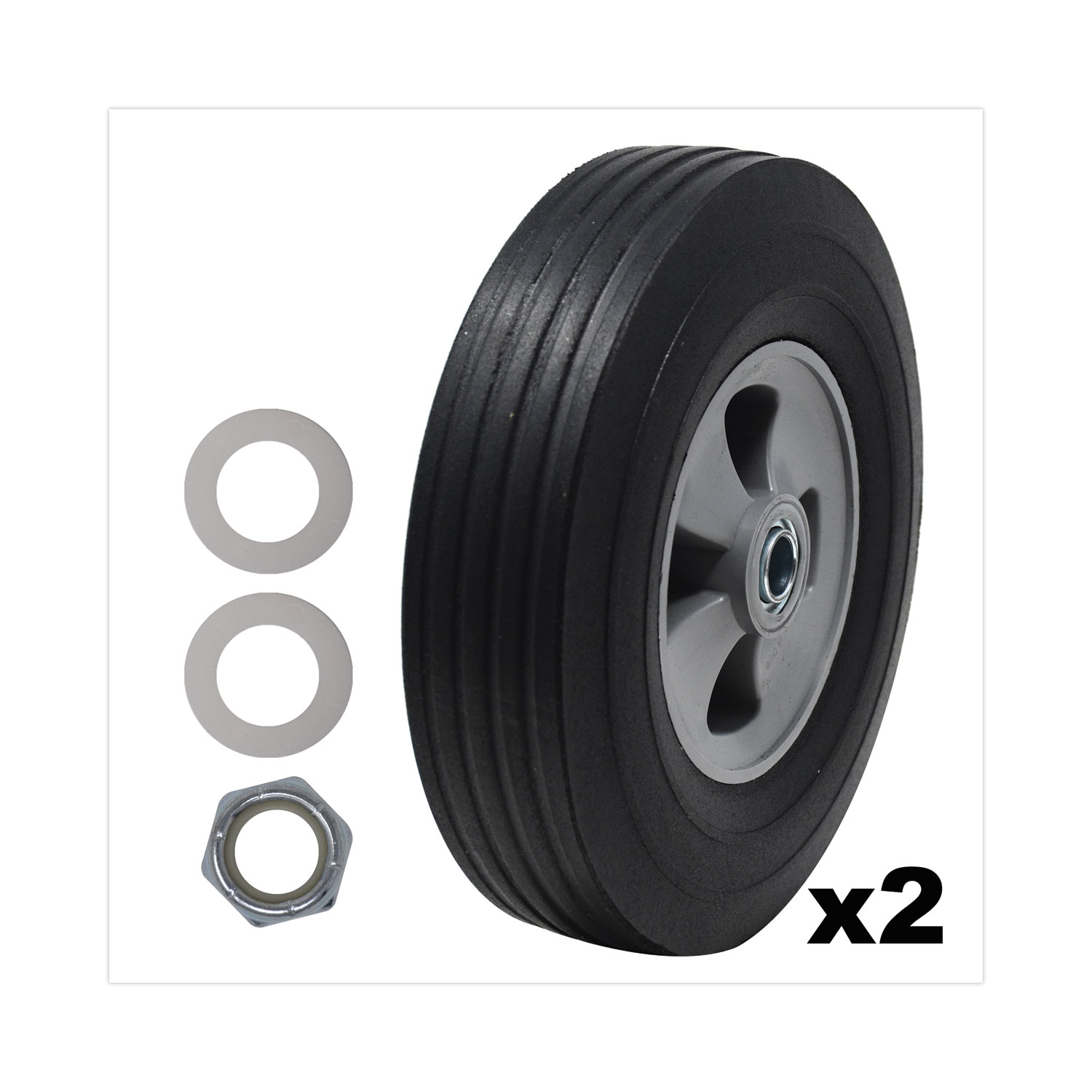 Tilt Truck Wheels, 340 lb Weight Capacity (170 lb Per Wheel), 10" Wheel, Black, 2/Set