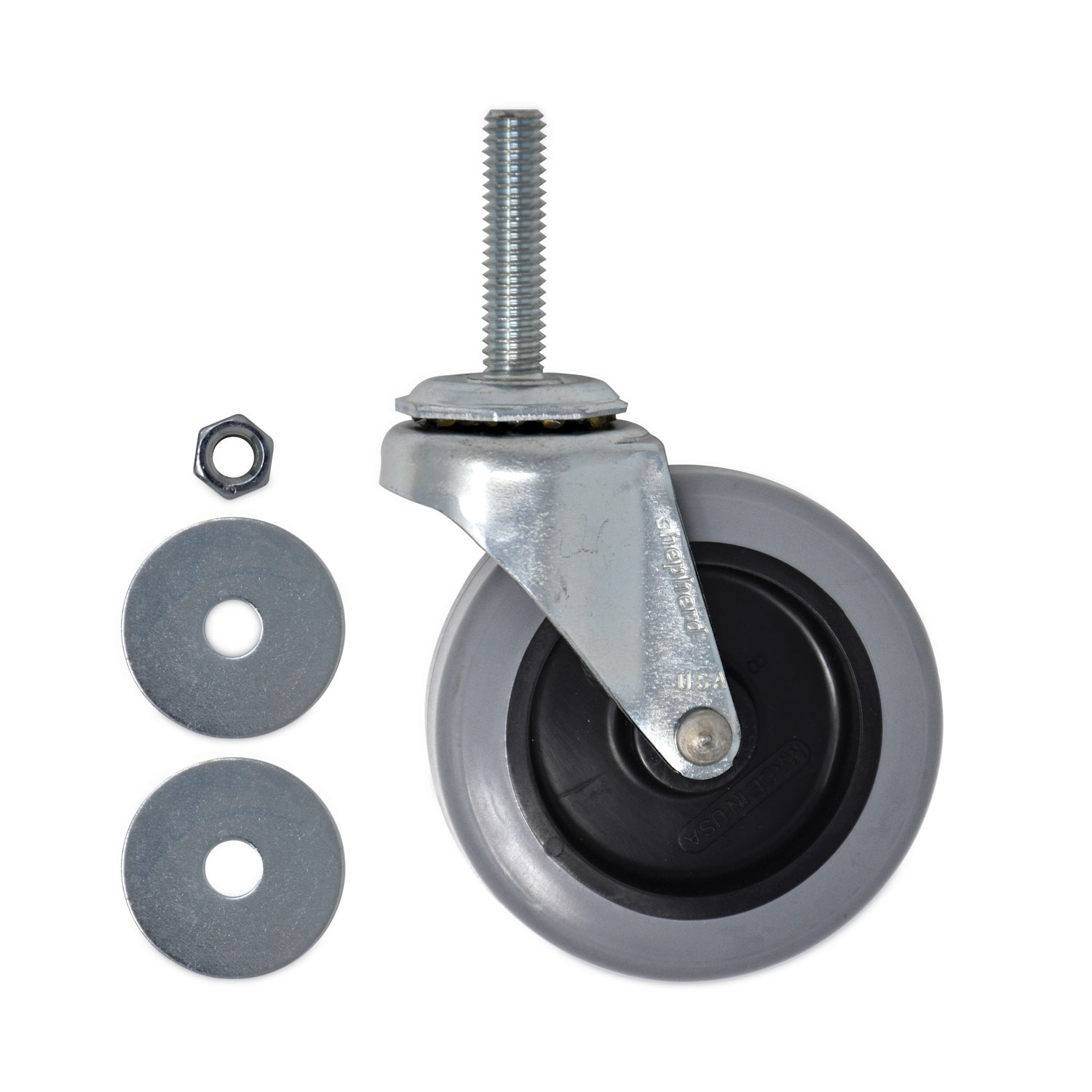 Replacement Bayonet-Stem Swivel Casters, Threaded Stem (0.26" x 2"), 3" Hard Urethane Wheel, Gray
