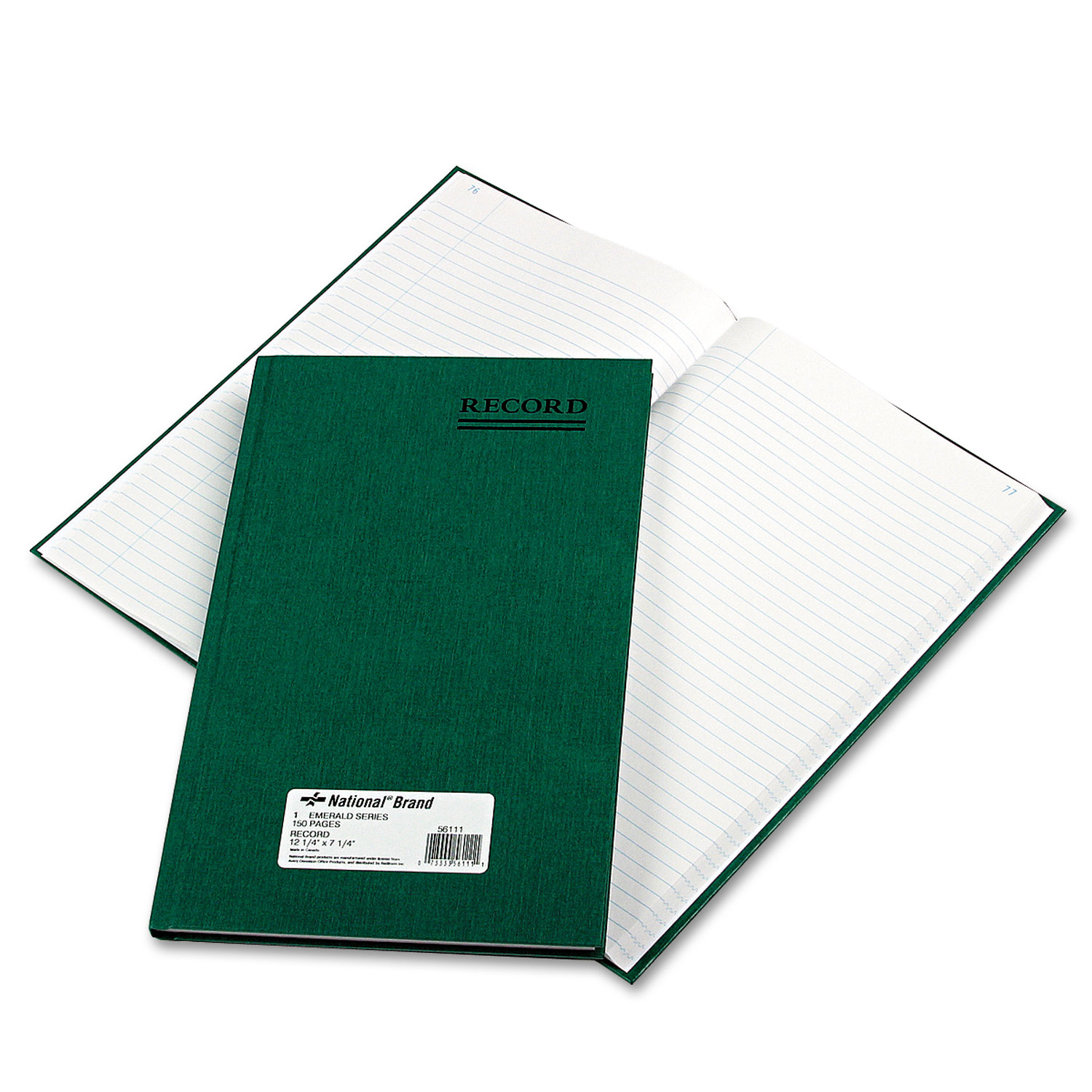 Emerald Series Account Book, Green Cover, 150 Pages, 12 1/4 x 7 1/4