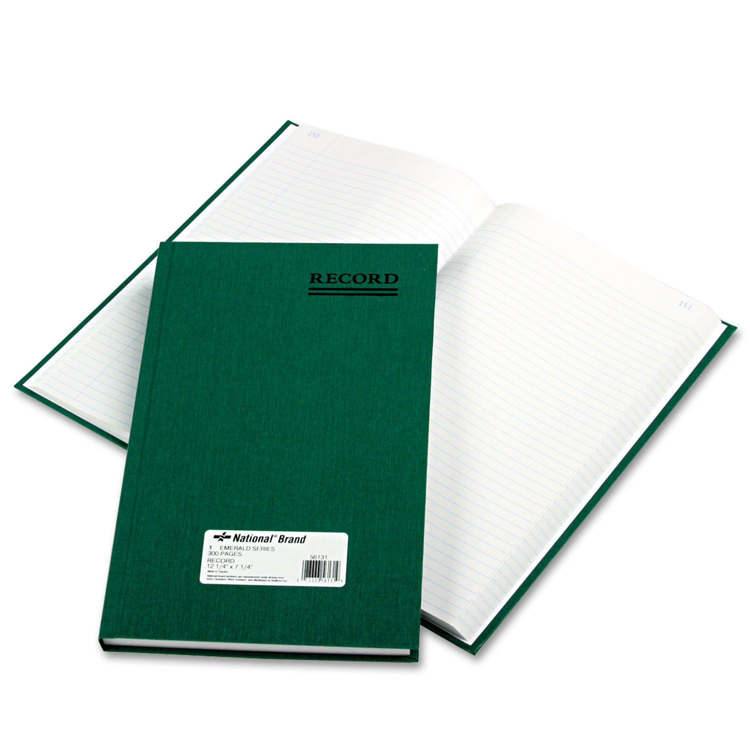  National 56131 Emerald Series Account Book, Green Cover, 300 Pages, 12 1/4 x 7 1/4 (RED56131) 