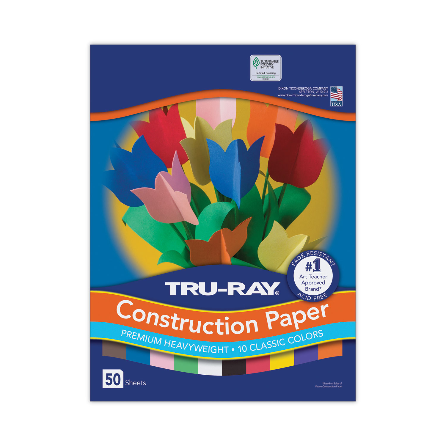 Tru-Ray Construction Paper, 76 lb Text Weight, 12 x 18, Blue, 50/Pack