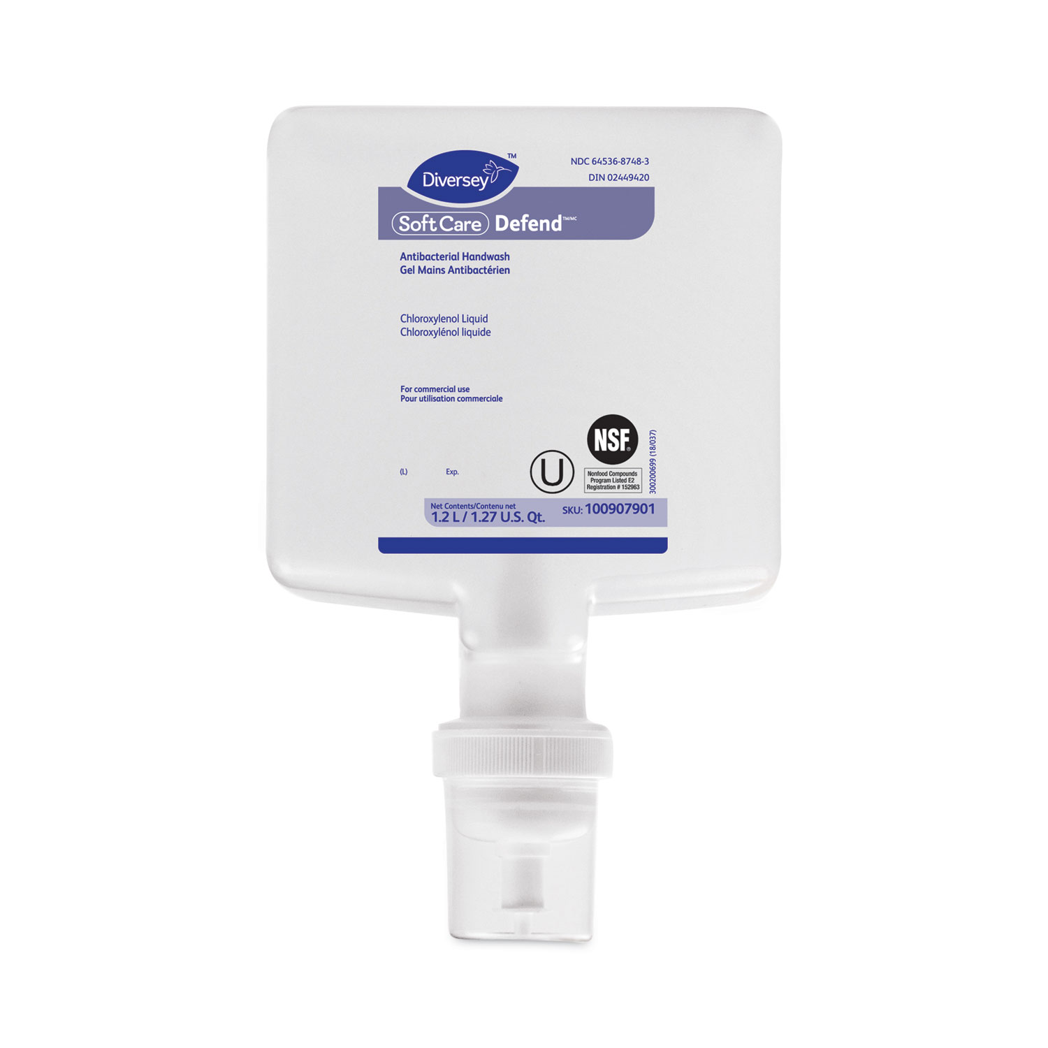 Soft Care Defend Handwash Refill for IntelliCare Dispensers, Fragrance-Free, 1.2 L, 6/Carton