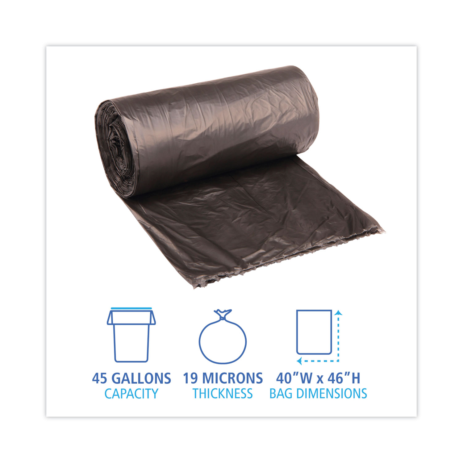 High-Density Waste Can Liners, 10 gal, 6 mic, 24 x 24, Natural, 50 Bags/Roll,  20 Rolls/Carton - mastersupplyonline