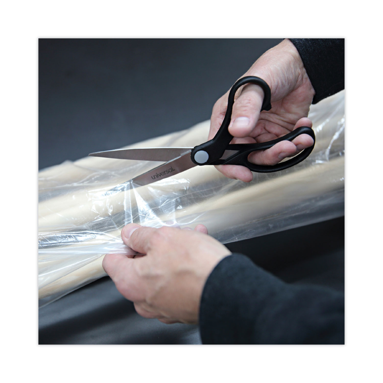 Stainless Steel Office Scissors, 8.5 Long, 3.75 Cut Length, Black Offset  Handle - Zerbee