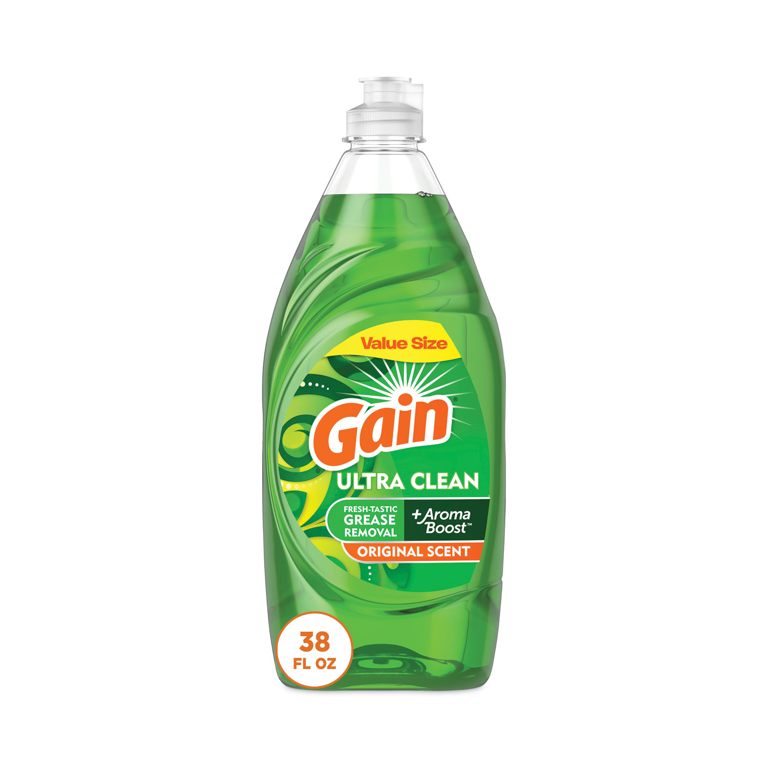 Dishwashing Liquid, Gain Original Scent, 38 oz Bottle, 8/Carton