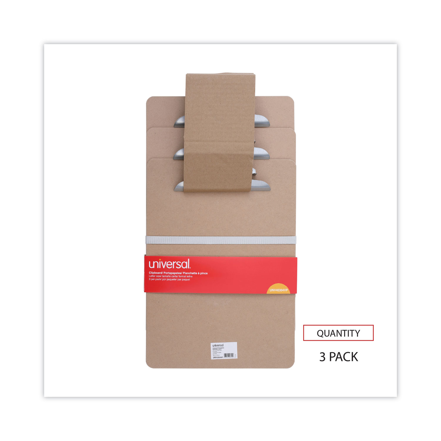 Hardboard Clipboard, 1.25 Clip Capacity, Holds 8.5 x 11 Sheets, Brown,  3/Pack - Zerbee