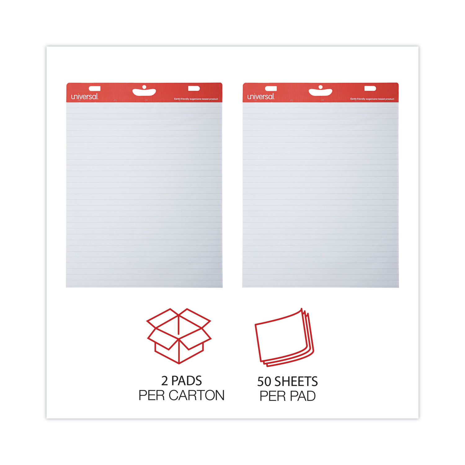 Easel Pads/Flip Charts, Presentation Format (1 Rule), 27 x 34, White, 50  Sheets, 2/Carton