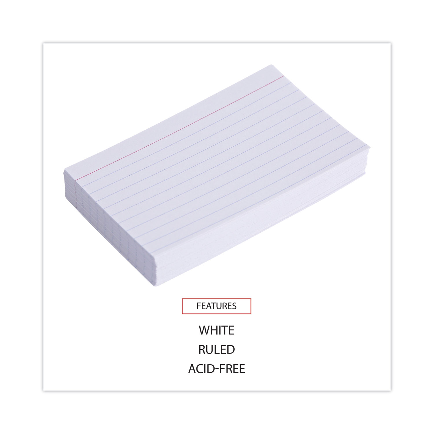 Universal UNV47255 5 x 8 White Ruled Index Cards - 500/Pack