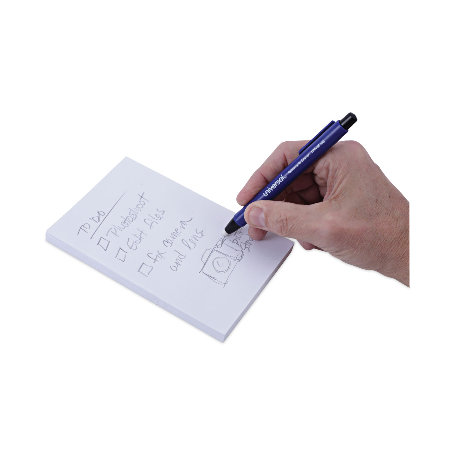 Universal® PenStyle Retractable Eraser, For Pencil Marks, White Eraser