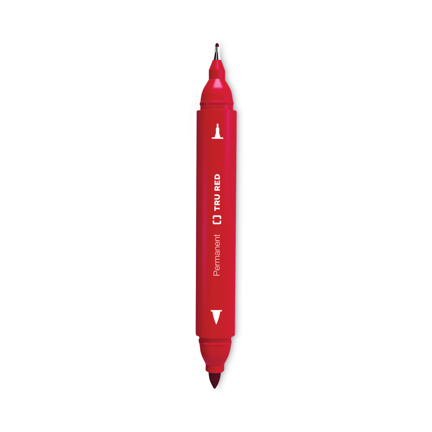 Permanent Marker, Pen-Style Twin-Tip, Extra-Fine/Fine Bullet/Needle Tips, Red, Dozen