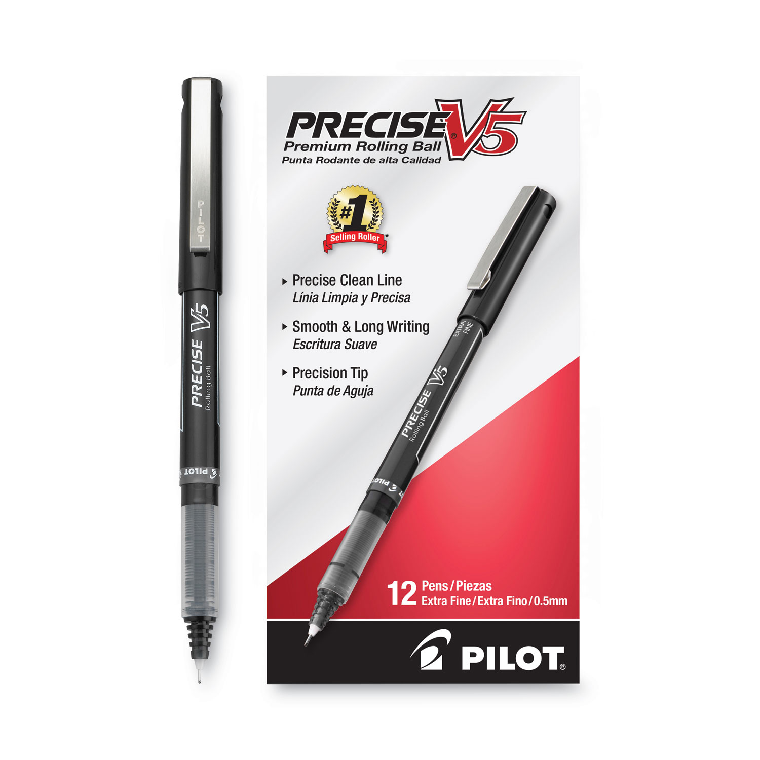 Precise V5 Roller Ball Pen, Stick, Extra-Fine 0.5 mm, Black Ink