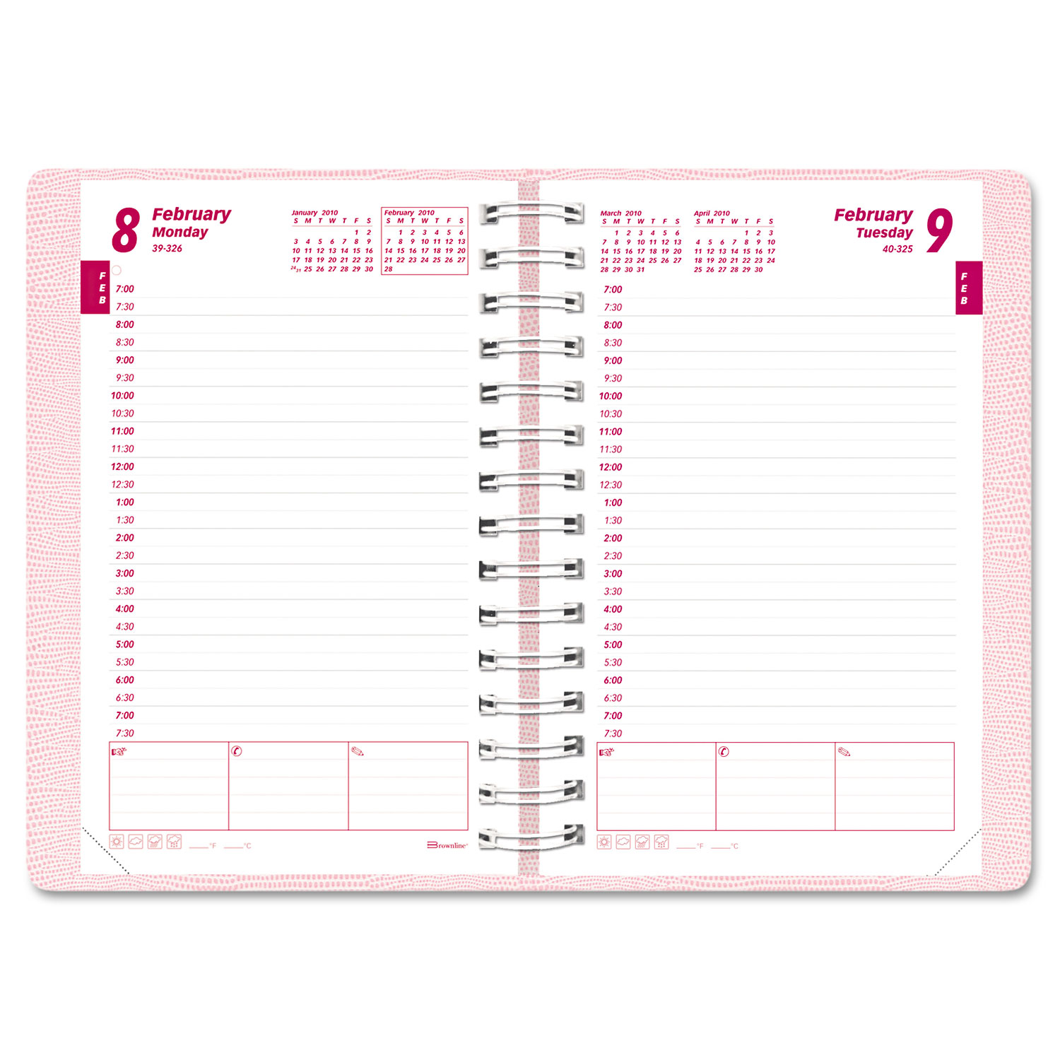 Pink Ribbon Essential Daily Appointment Book, 30-Min, 5 x 8, Pink, 2018