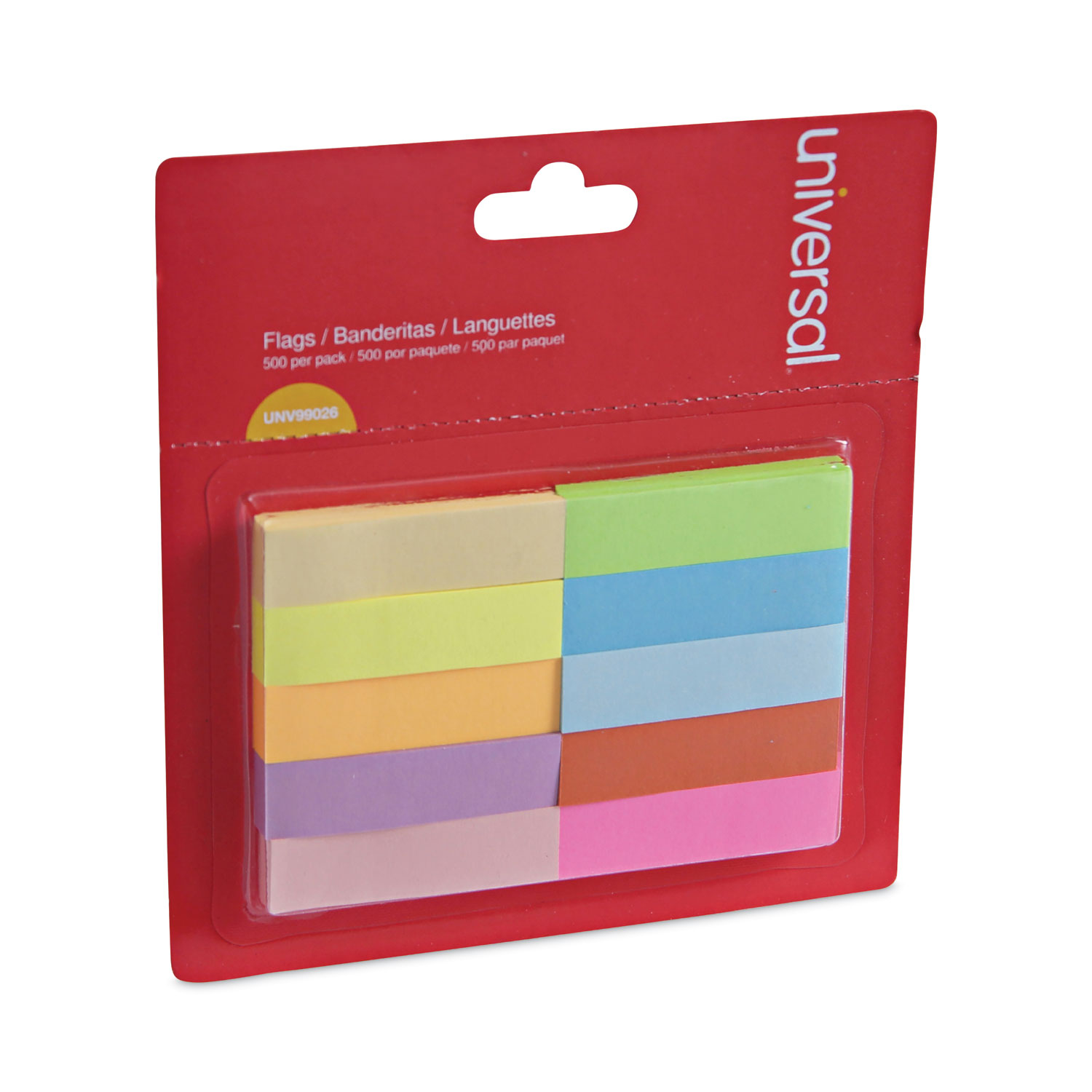 Self-Stick Page Tabs, 0.5 x 2, Assorted Colors, 500/Pack - Zerbee