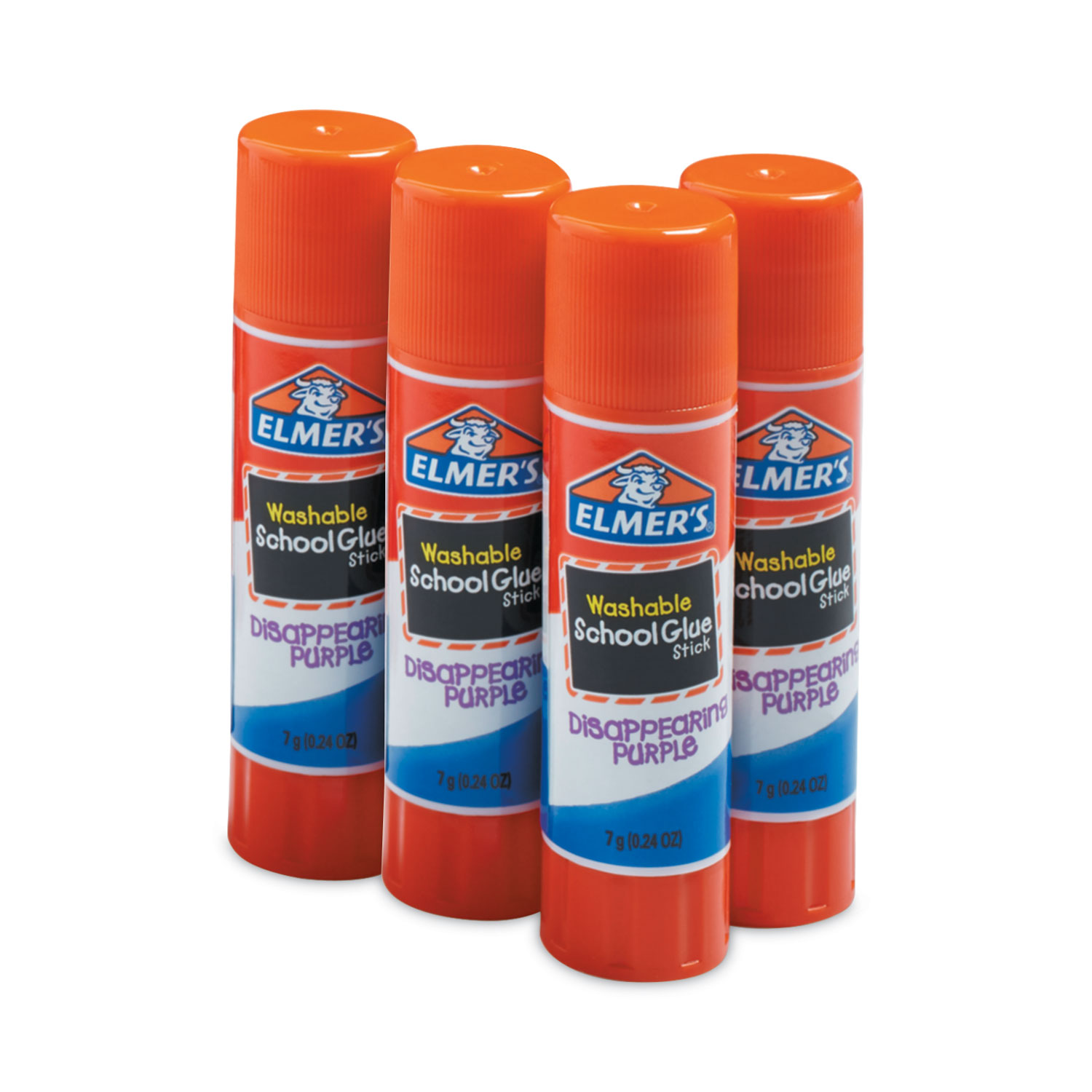 Washable School Glue Sticks, 0.24 oz, Applies and Dries Clear, 4/Pack