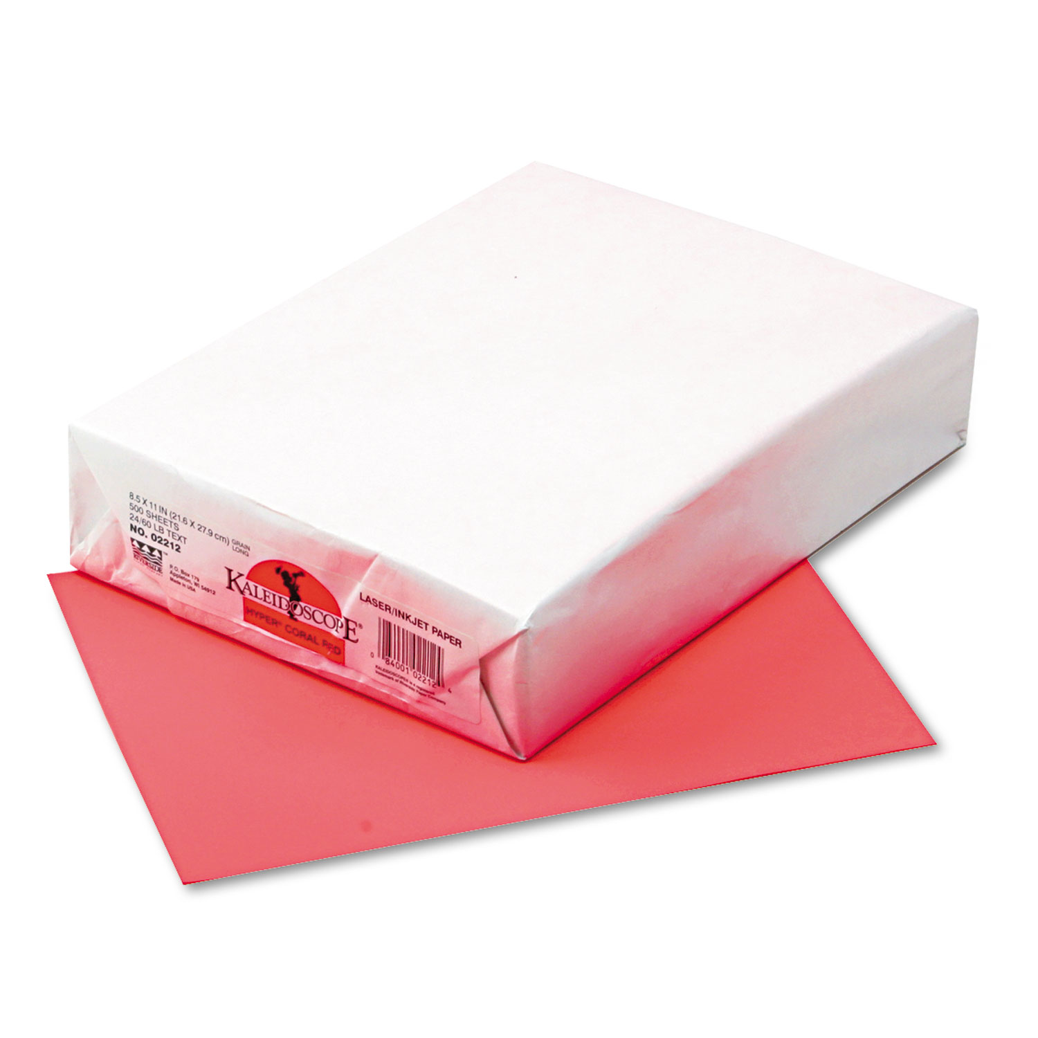  Pacon 102212 Kaleidoscope Multipurpose Paper, 24lb, 8.5 x 11, Hyper Coral Red, 500/Ream (PAC102212) 