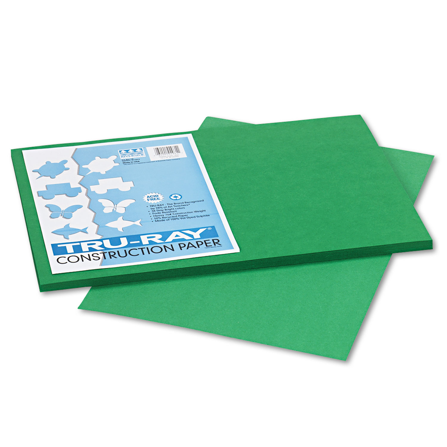 Tru-Ray Construction Paper, 76lb, 12 x 18, Holiday Green, 50/Pack