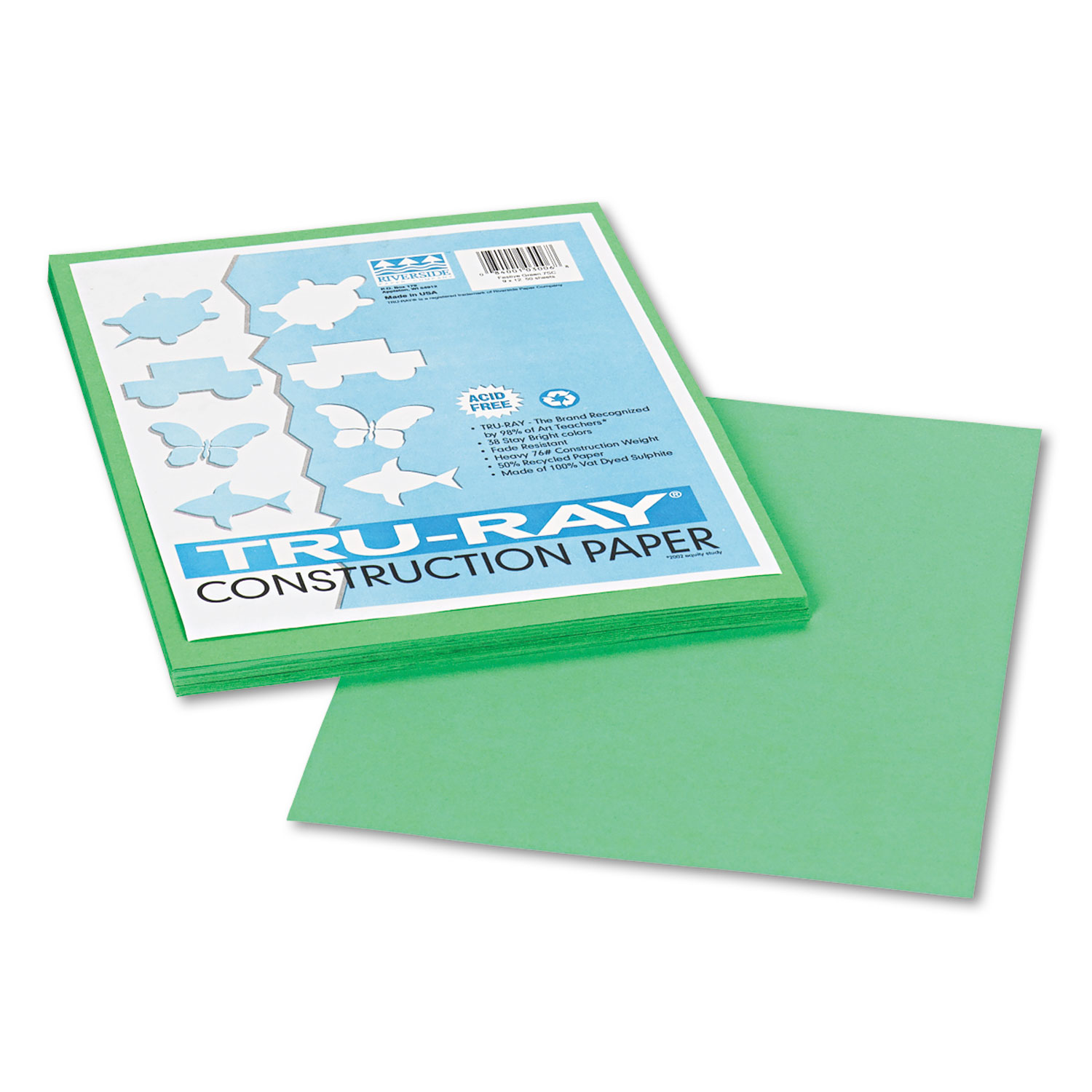  Pacon 103006 Tru-Ray Construction Paper, 76lb, 9 x 12, Festive Green, 50/Pack (PAC103006) 
