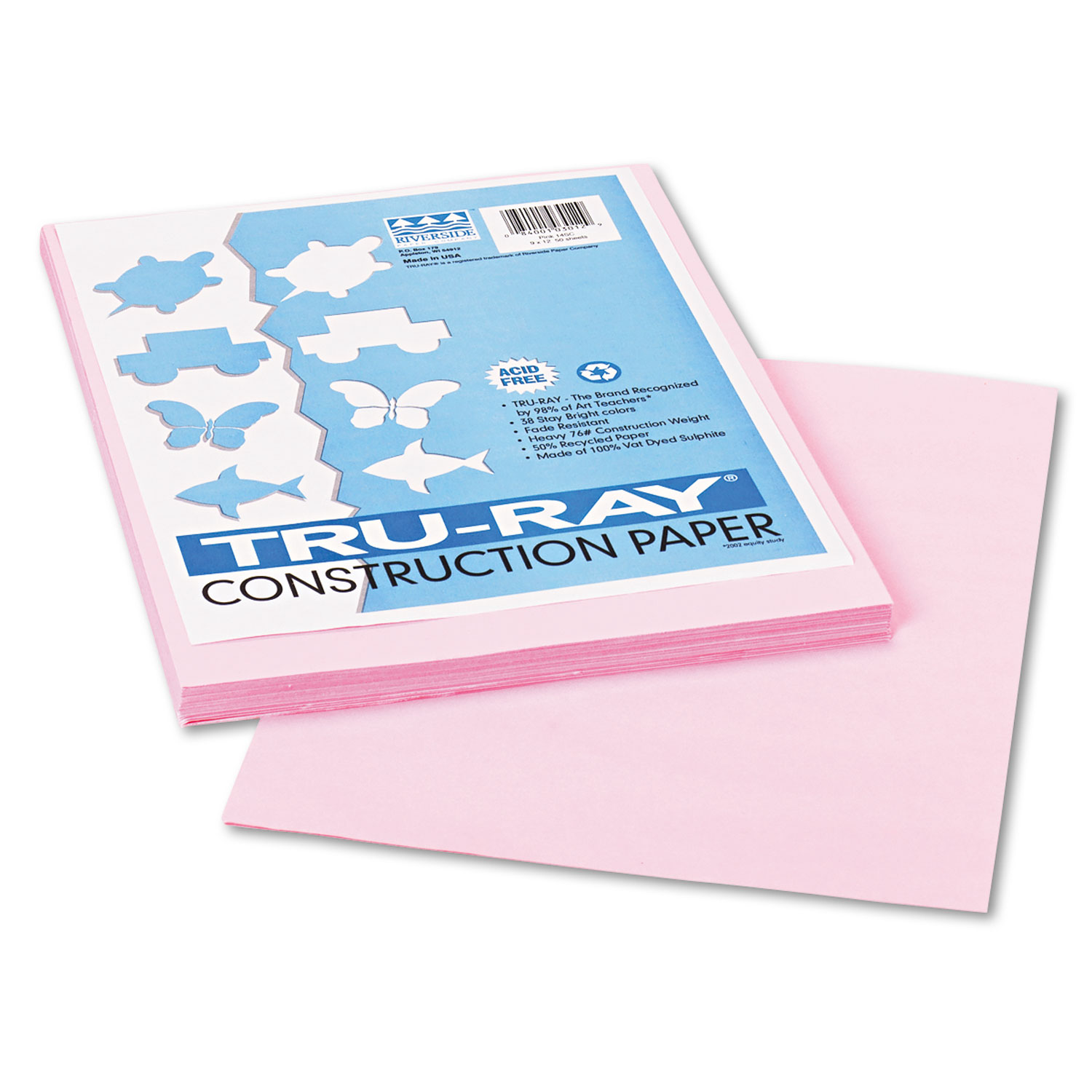  Pacon 103012 Tru-Ray Construction Paper, 76lb, 9 x 12, Pink, 50/Pack (PAC103012) 