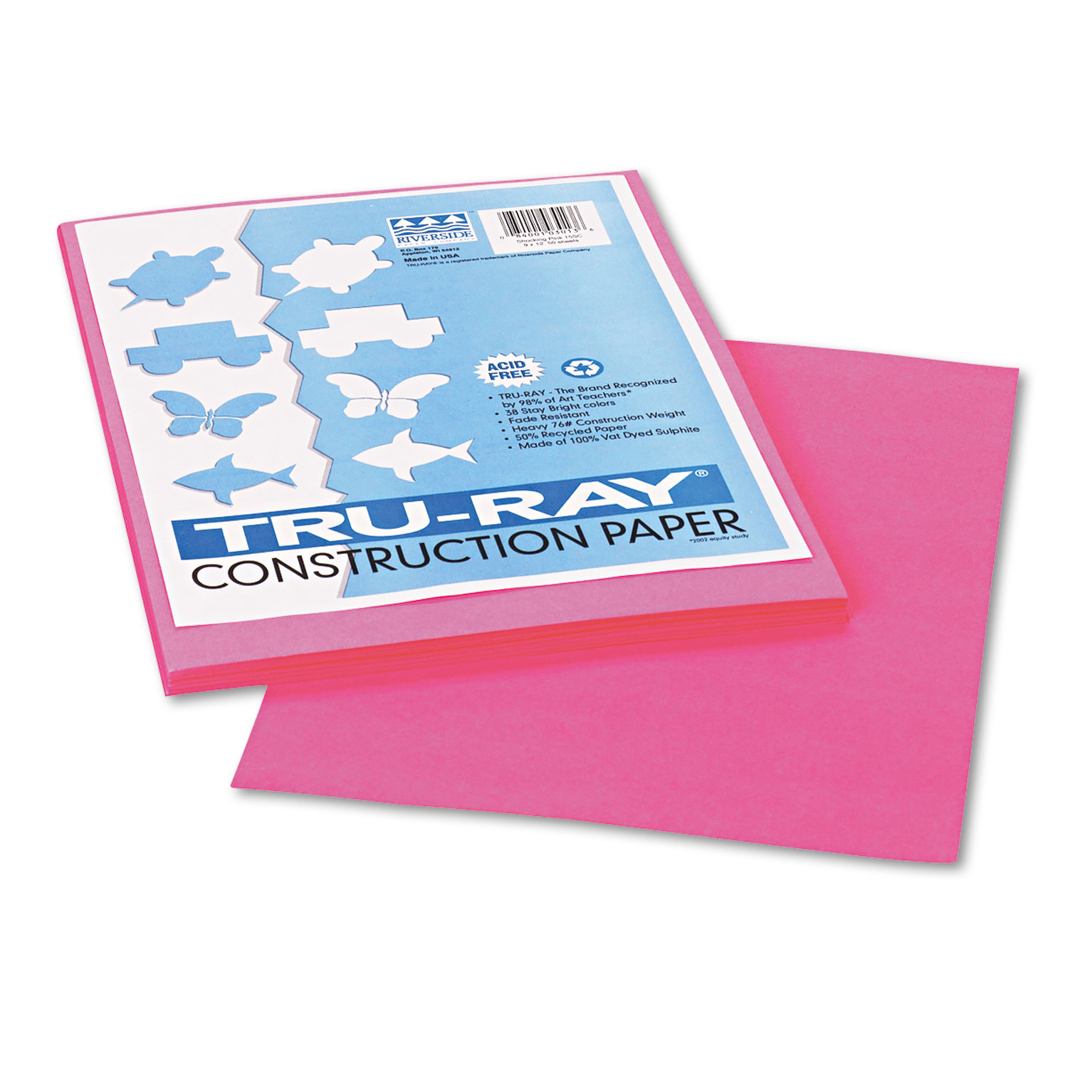  Pacon 103013 Tru-Ray Construction Paper, 76lb, 9 x 12, Shocking Pink, 50/Pack (PAC103013) 
