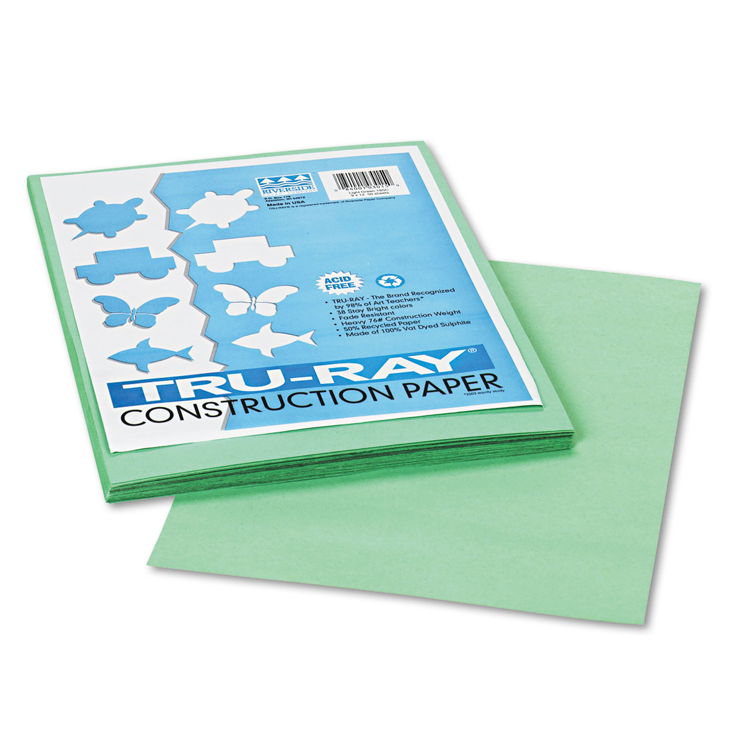  Pacon 103015 Tru-Ray Construction Paper, 76lb, 9 x 12, Light Green, 50/Pack (PAC103015) 
