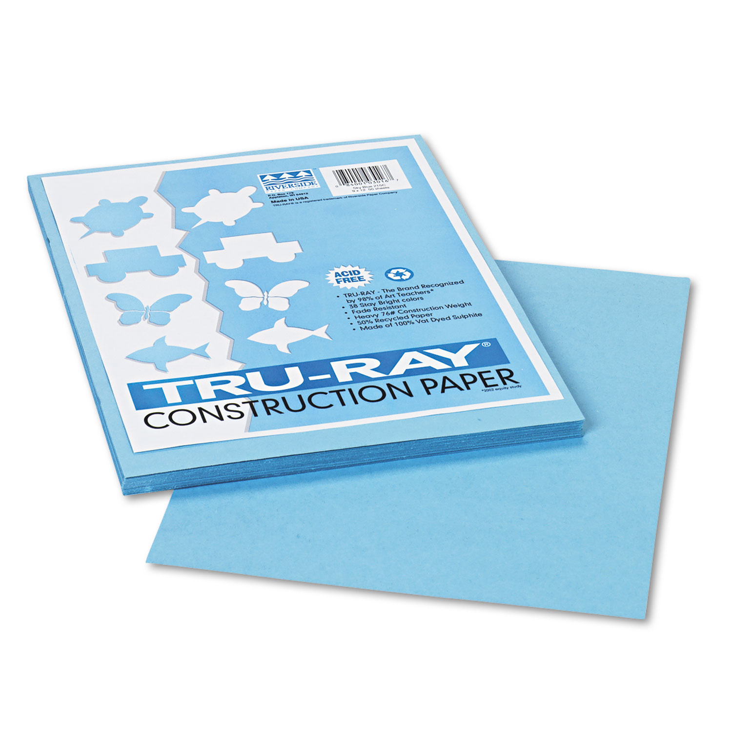 Tru-Ray Construction Paper, 76lb, 9 x 12, Sky Blue, 50/Pack
