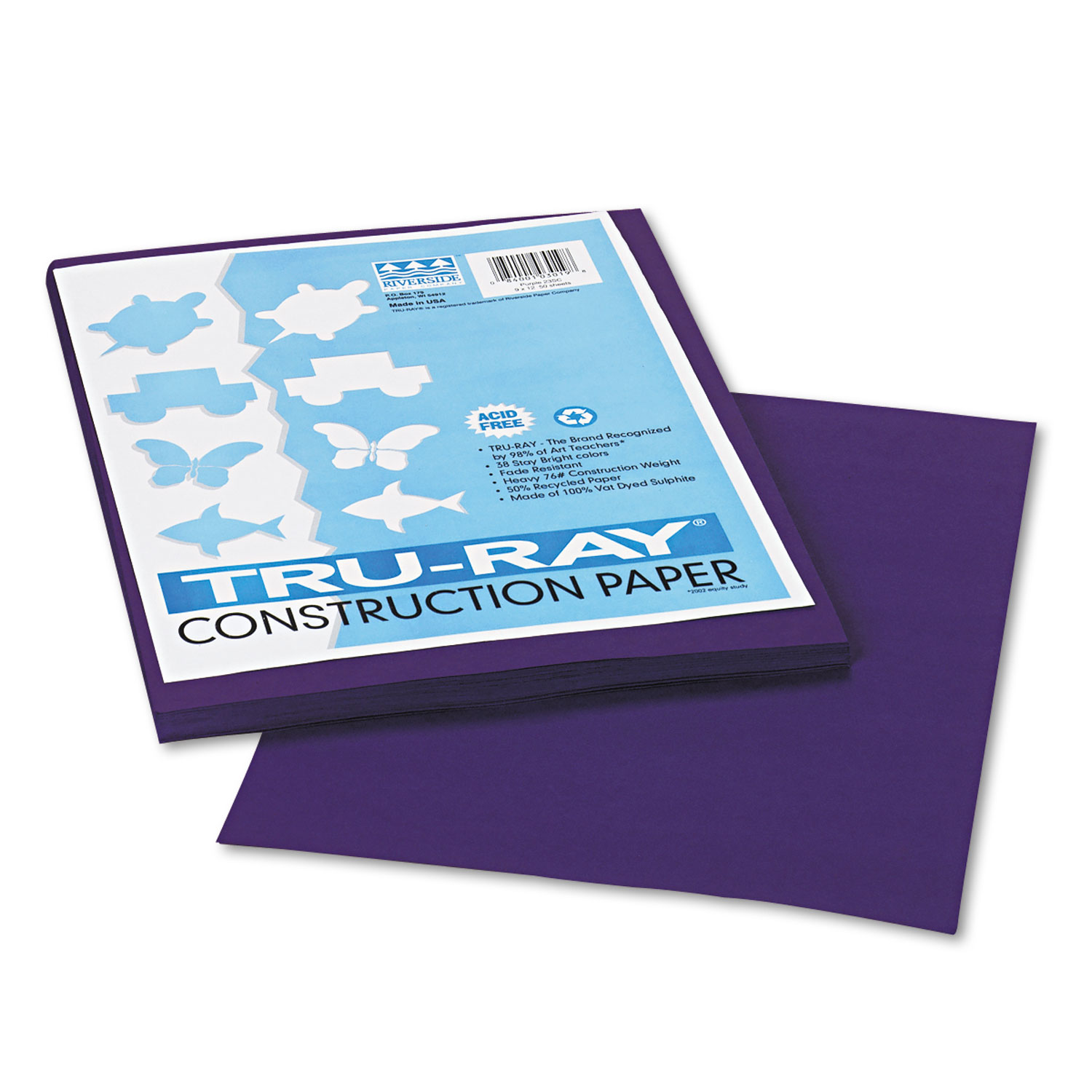  Pacon 103019 Tru-Ray Construction Paper, 76lb, 9 x 12, Purple, 50/Pack (PAC103019) 