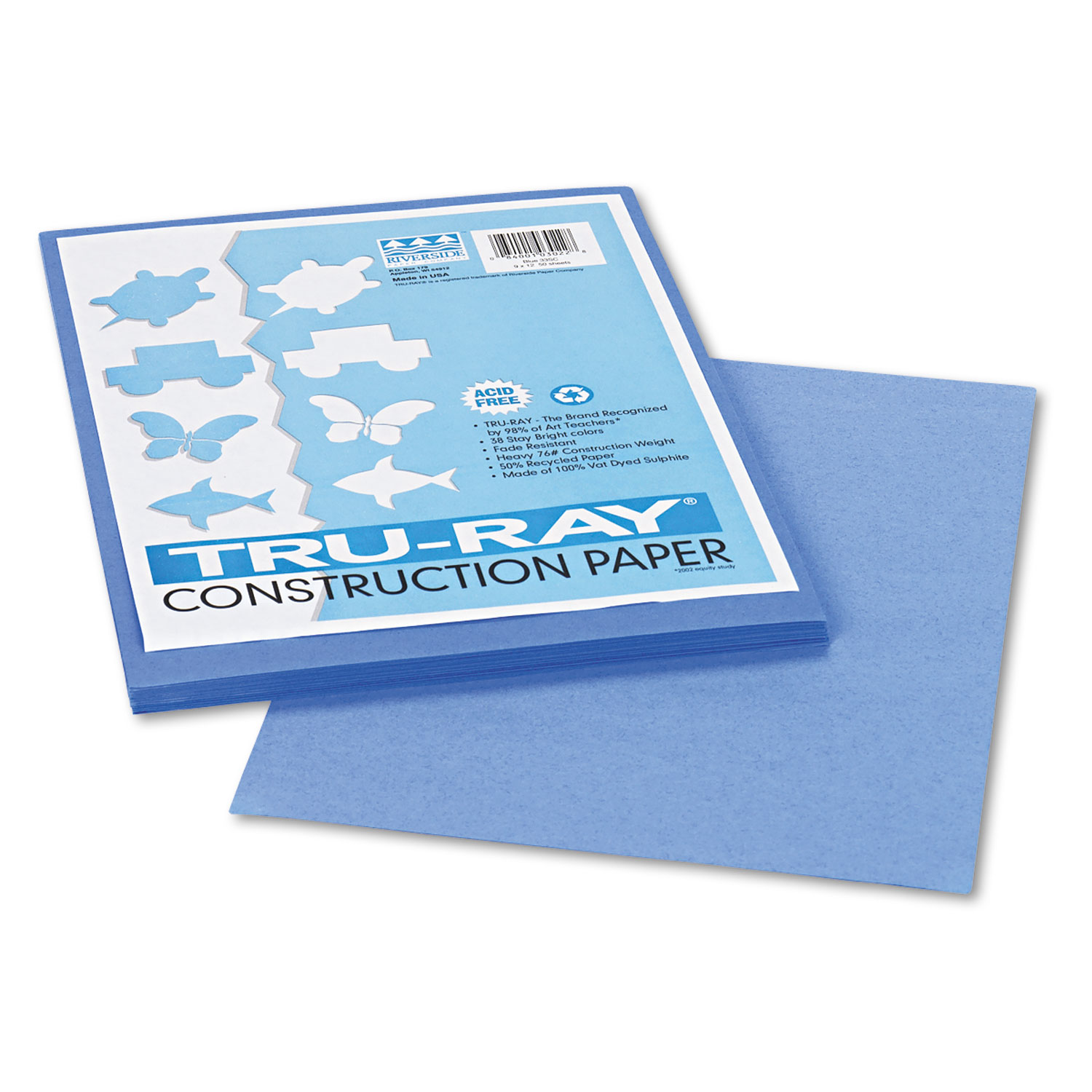  Pacon 103022 Tru-Ray Construction Paper, 76lb, 9 x 12, Blue, 50/Pack (PAC103022) 