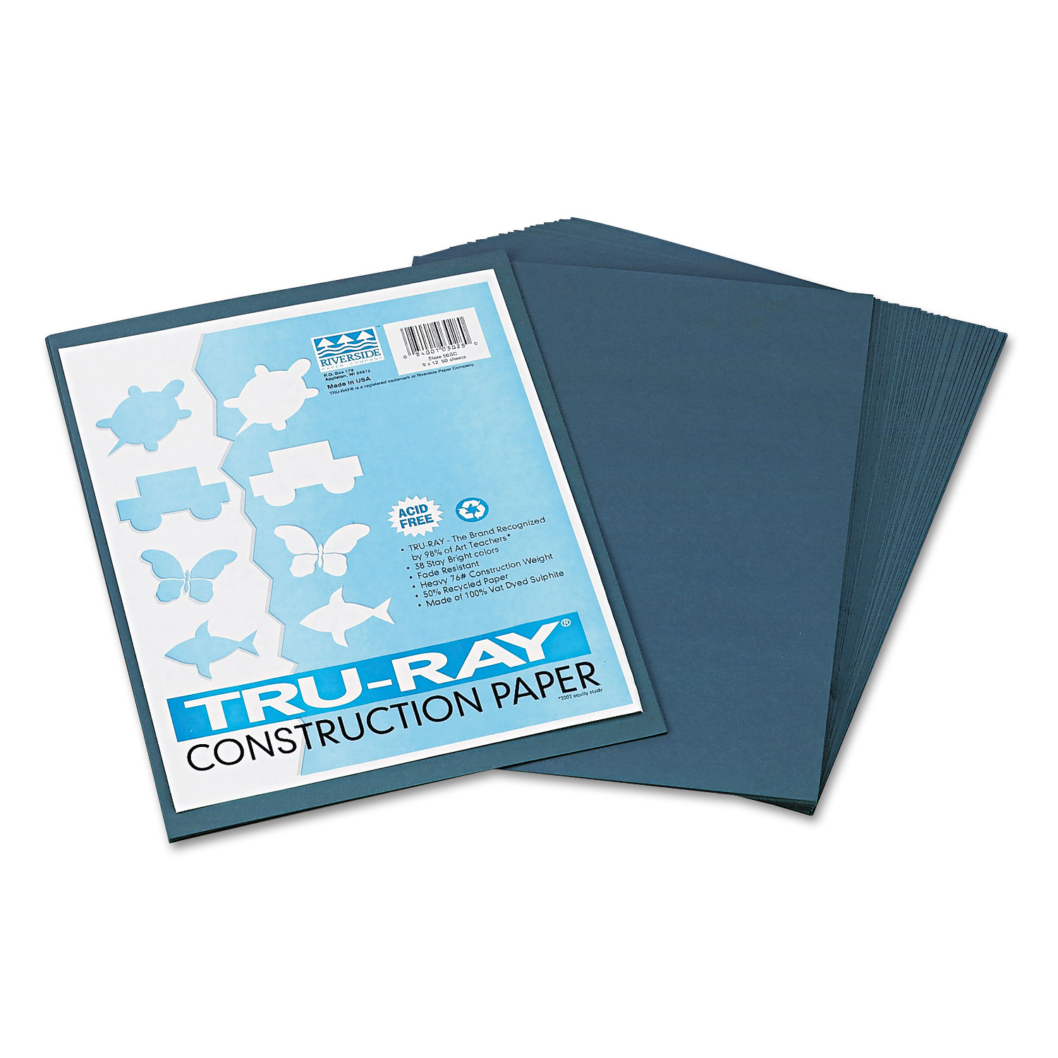 Tru-Ray Construction Paper, 76 lbs., 9 x 12, Slate, 50 Sheets/Pack