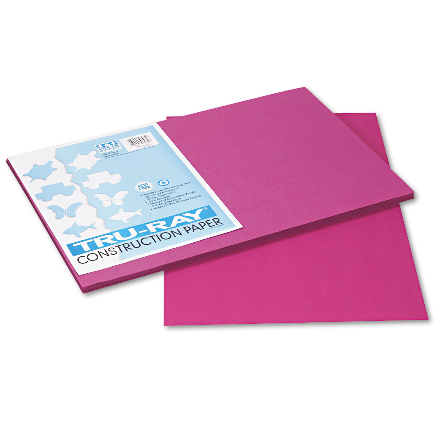  Pacon 103032 Tru-Ray Construction Paper, 76lb, 12 x 18, Magenta, 50/Pack (PAC103032) 