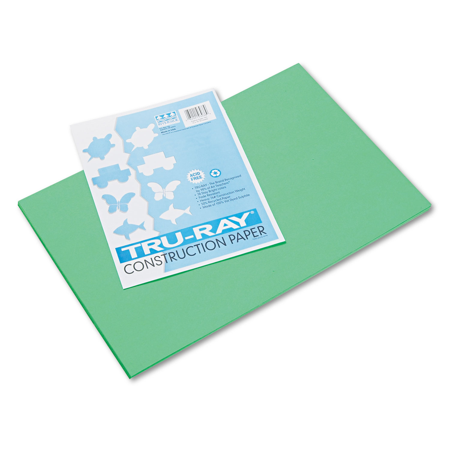  Pacon 103038 Tru-Ray Construction Paper, 76lb, 12 x 18, Festive Green, 50/Pack (PAC103038) 