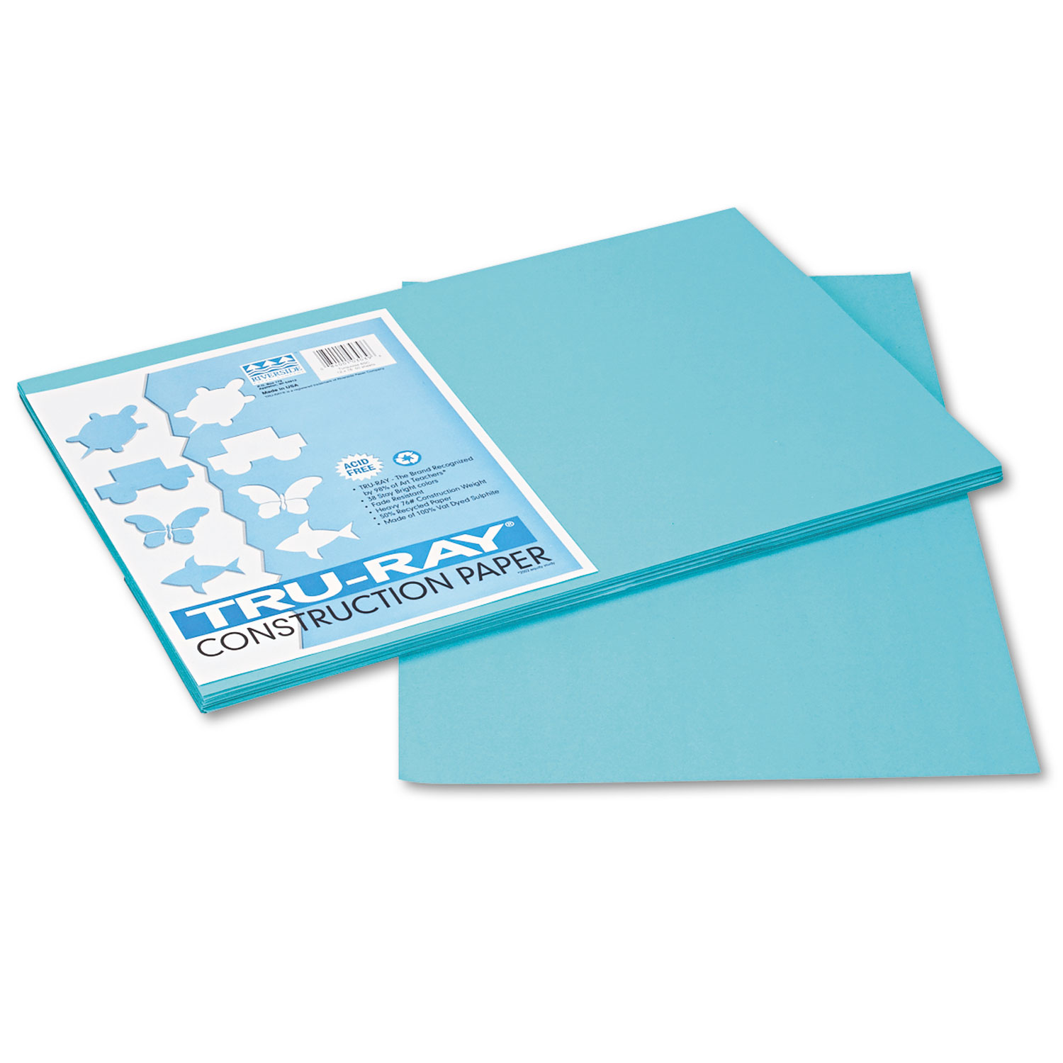 Tru-Ray Construction Paper, 76 lbs., 12 x 18,Turquoise, 50 Sheets/Pack