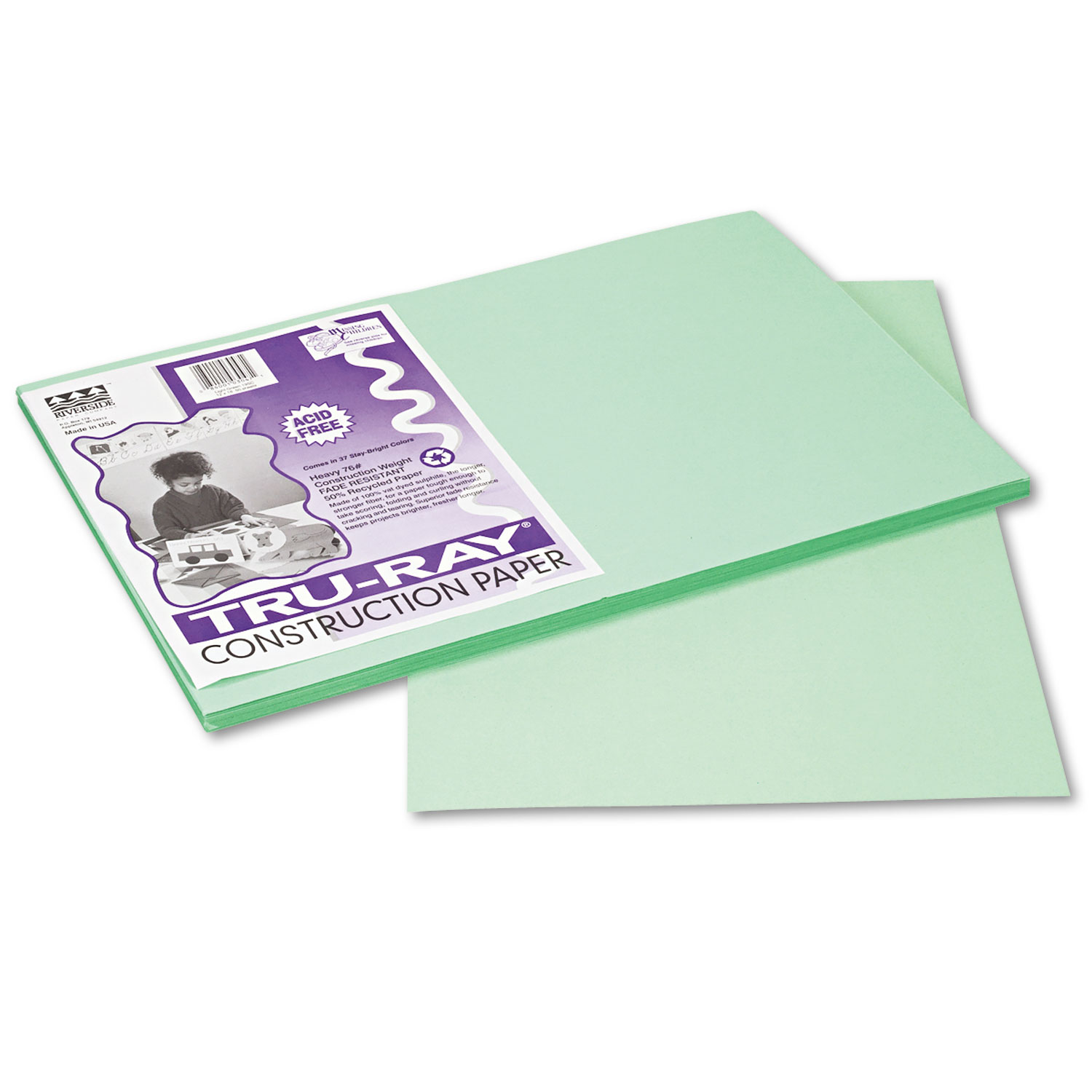  Pacon 103047 Tru-Ray Construction Paper, 76lb, 12 x 18, Light Green, 50/Pack (PAC103047) 