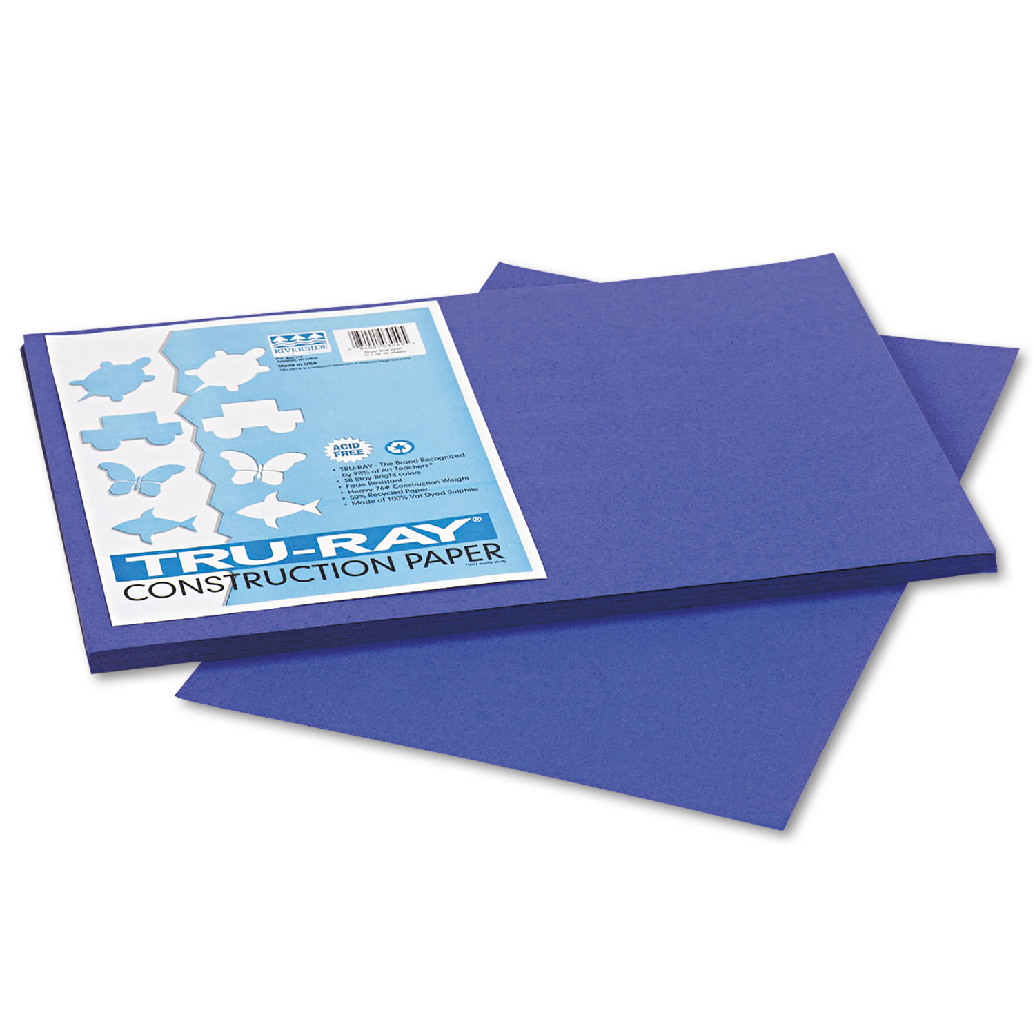 Tru-Ray Construction Paper, 76 lbs., 12 x 18, Royal Blue, 50 Sheets/Pack