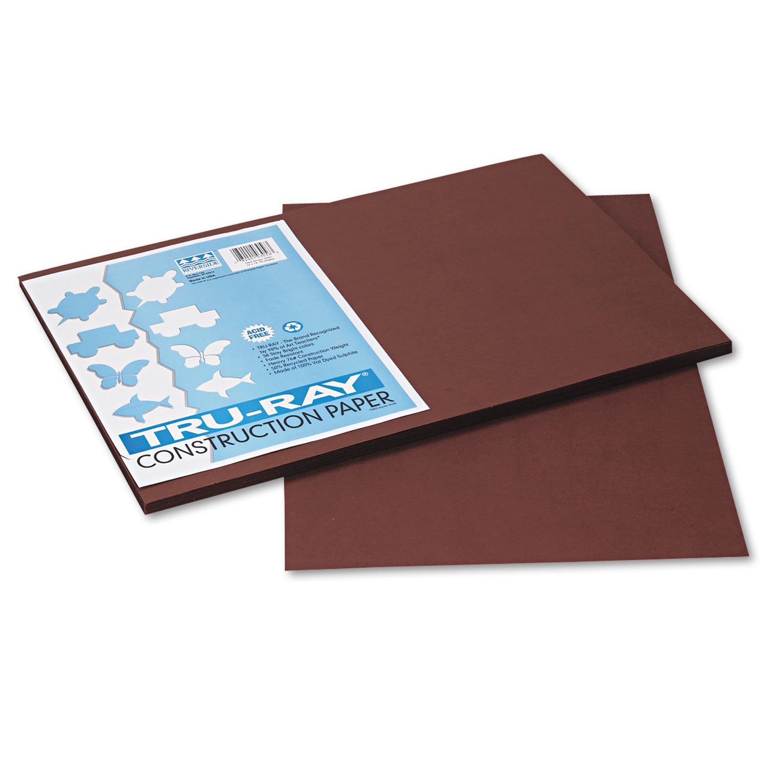 Tru-Ray Construction Paper, 76 lb Text Weight, 12 x 18, Warm Brown, 50/Pack