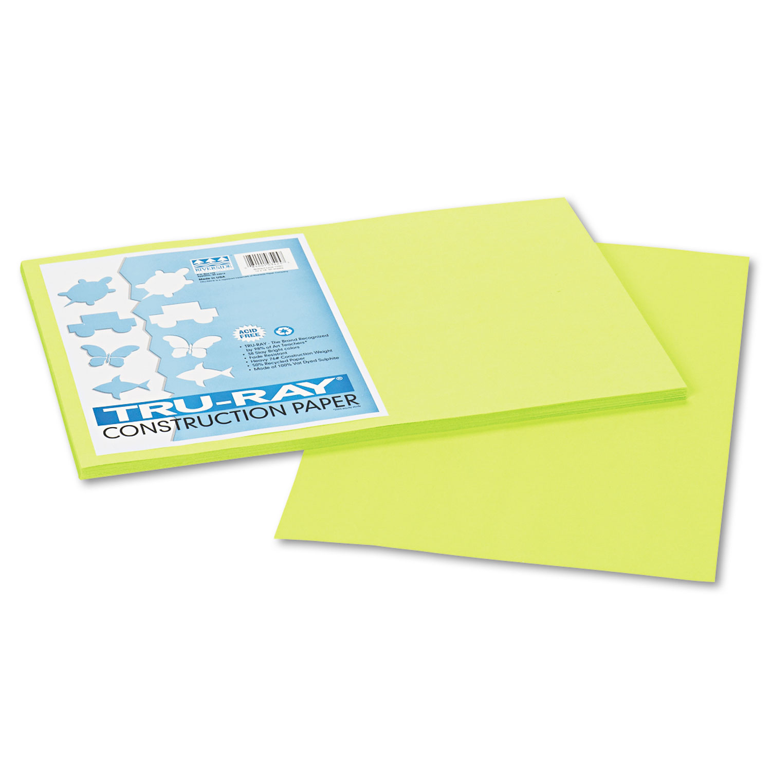  Pacon 103425 Tru-Ray Construction Paper, 76lb, 12 x 18, Brilliant Lime, 50/Pack (PAC103425) 